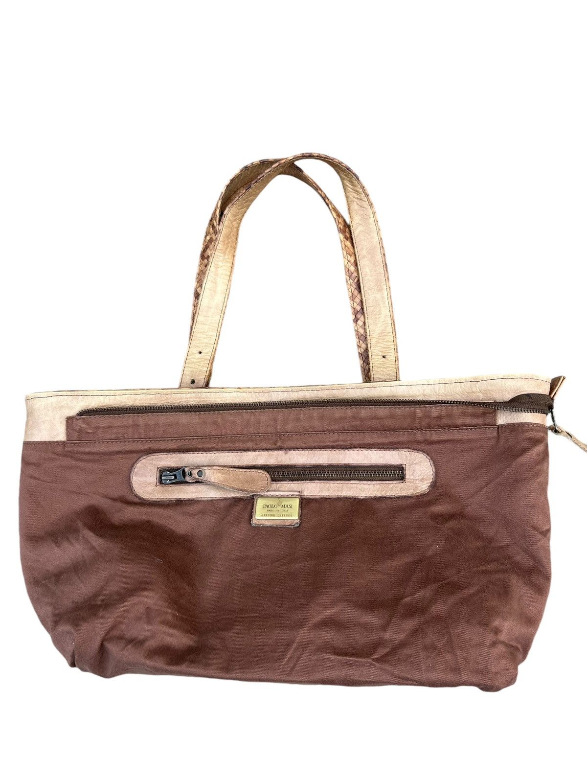 Leather × Vintage Vintage Paolo Masi Fade Patina Leather Intrecciato Tote Bag Size ONE SIZE - 21 Thumbnail