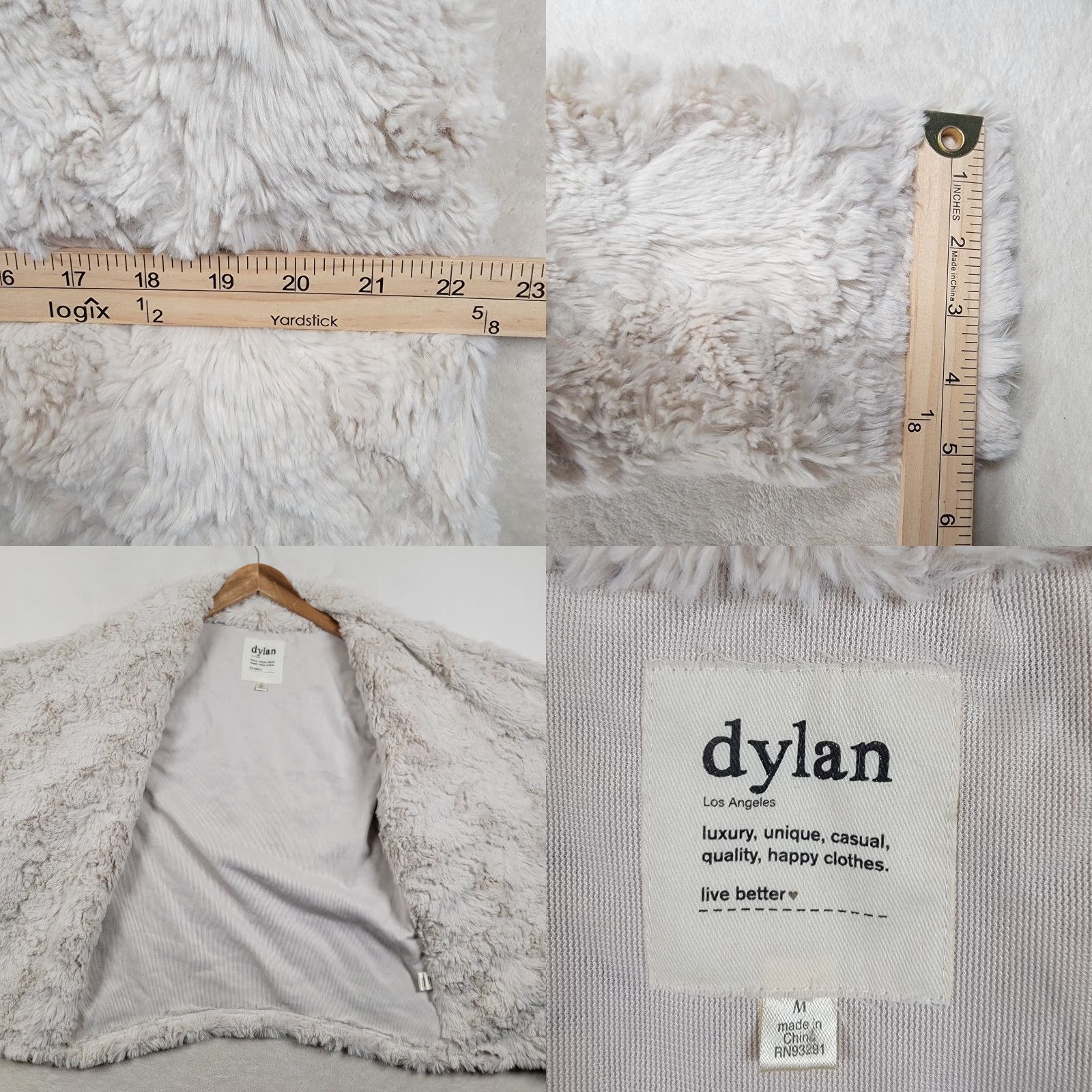 Vintage Dylan Faux Fur Wrap Coat Women's Medium Ivory Short Coat Long Sleeve Casual Steampunk Size M / US 6-8 / IT 42-44 - 8 Thumbnail