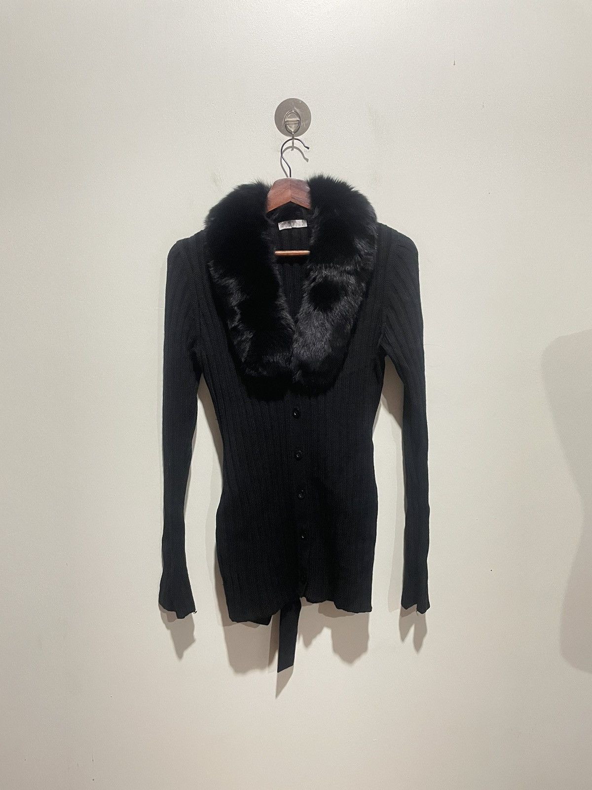Barneys New York Sweatshirt with blue fox fur neck