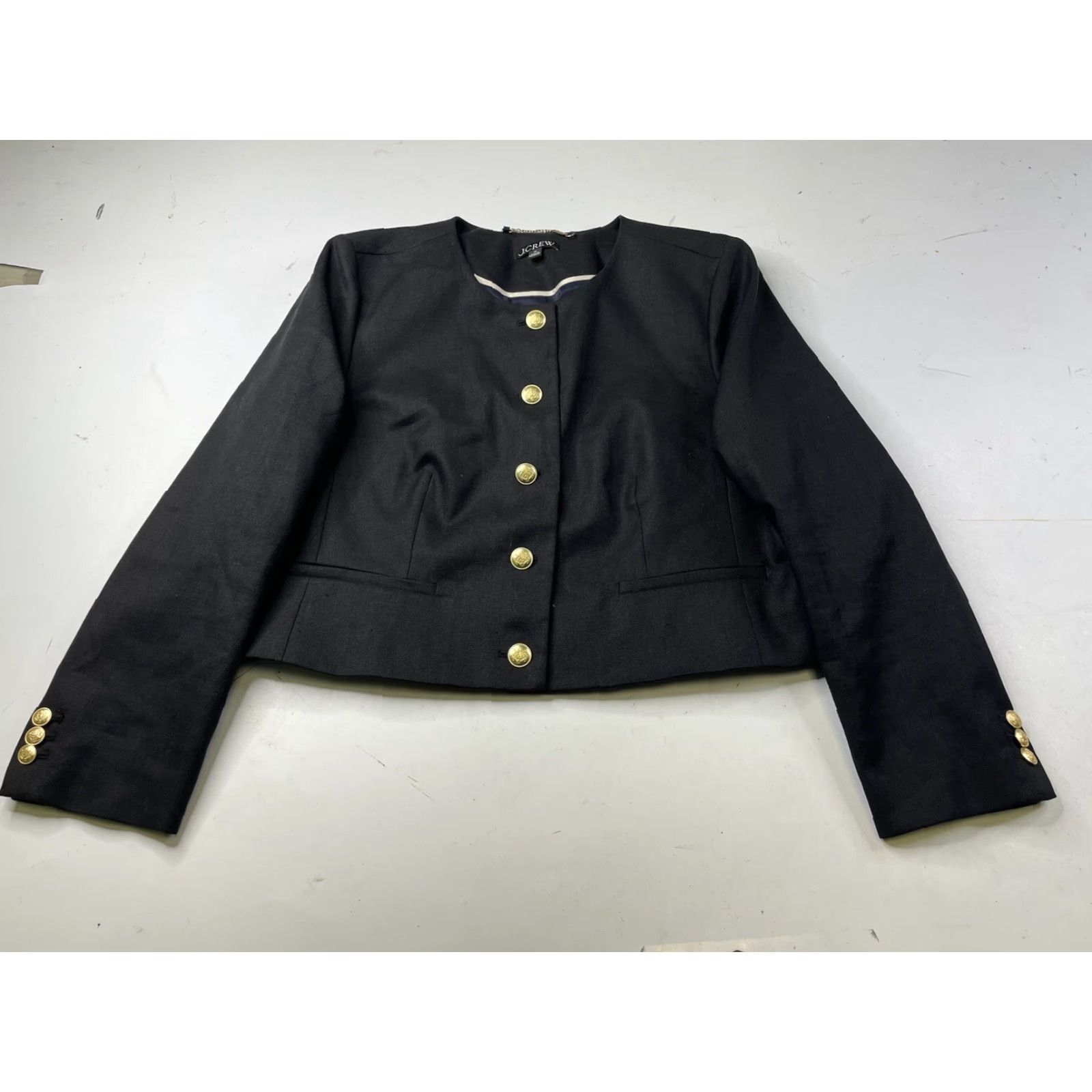 J.Crew VINTAGE J.CREW BLACK MARITIME TWEED LOUISE LADY JACKET 14 WOMEN Linen Blend Tweed Blazer Size 14 Black Womens Jacket Size XL / US 12-14 / IT 48-50 - 5 Thumbnail