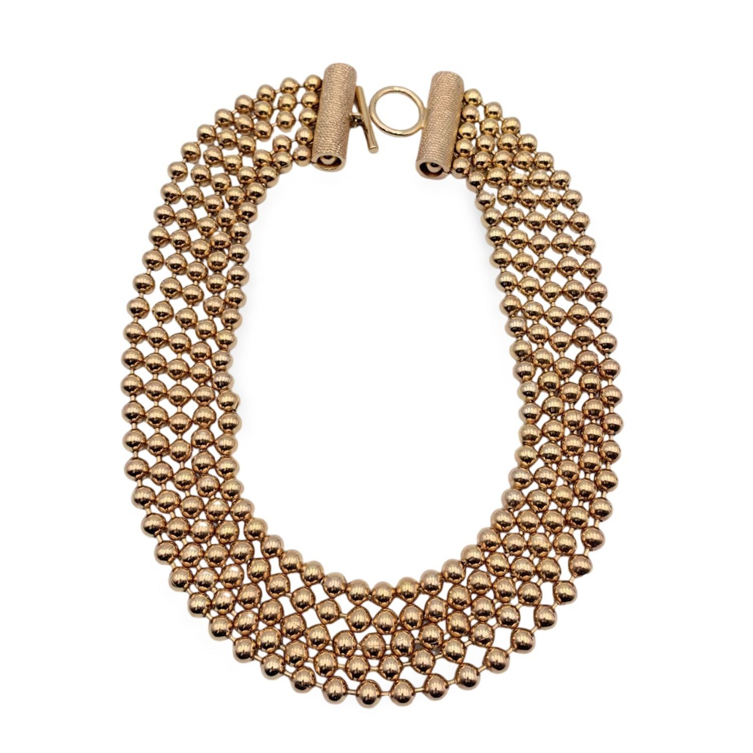 image of Christian Dior Vintage Gold Metal Multi Strand Beaded Chain Necklace in Black, Women's