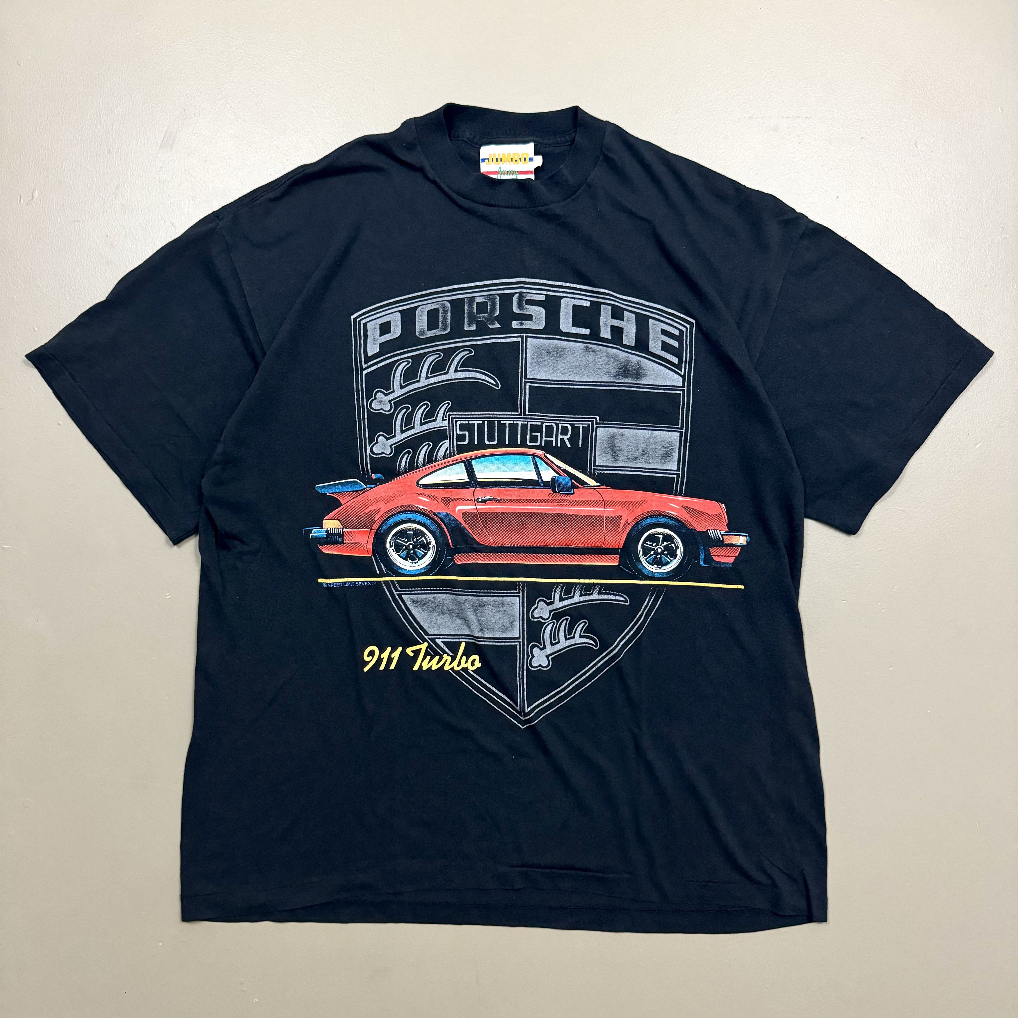 image of Porsche Design x Vintage VTG 90's 80's Porsche 911 Turbo Graphic T Shirt Single Stitch in Black (Si