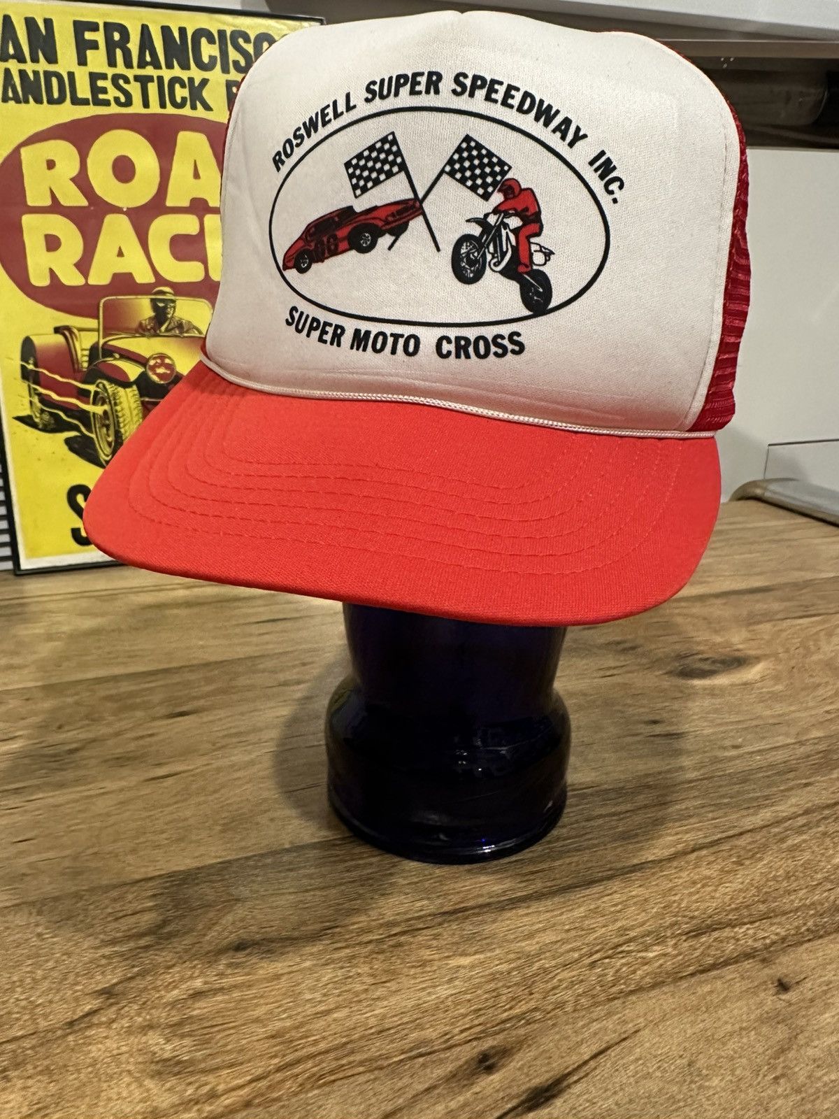 Vintage Vintage Moto Cross Roswell Super Speedway Trucker Hat Size ONE SIZE - 1 Thumbnail