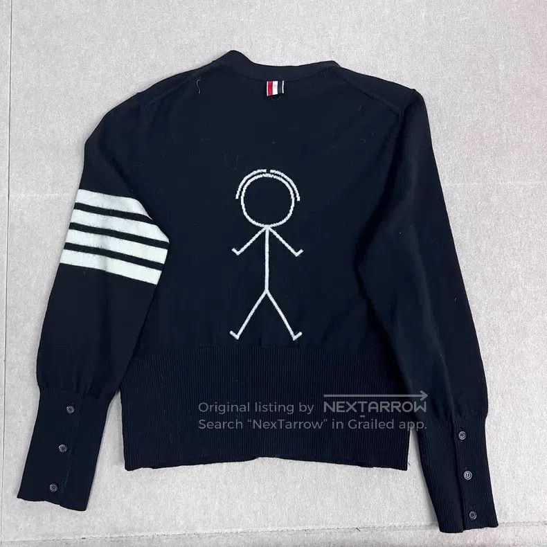 Thom Browne Thom Browne Black Matchstick Sleeve Logo Knit Cardigan Size US S / EU 44-46 / 1 - 2 Thumbnail