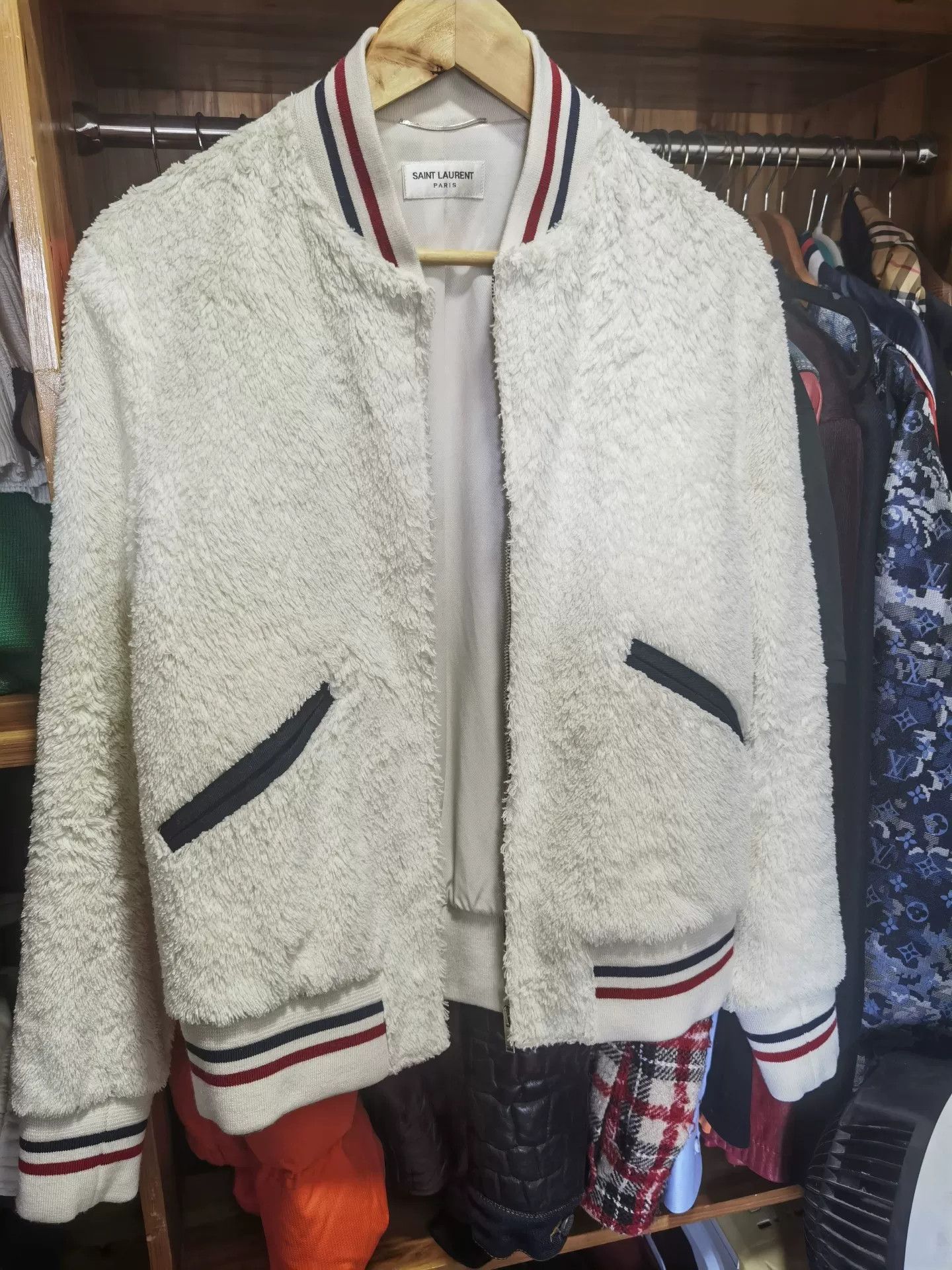 Saint Laurent Paris Saint Laurent White Fuzzy Teddy Jacket Size US M / EU 48-50 / 2 - 1 Thumbnail