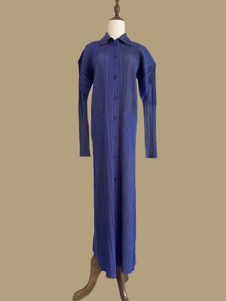 Issey Miyake Issey Miyake size:3 Blue pleated long dress Size XS / US 0-2 / IT 36-38 - 2 Thumbnail