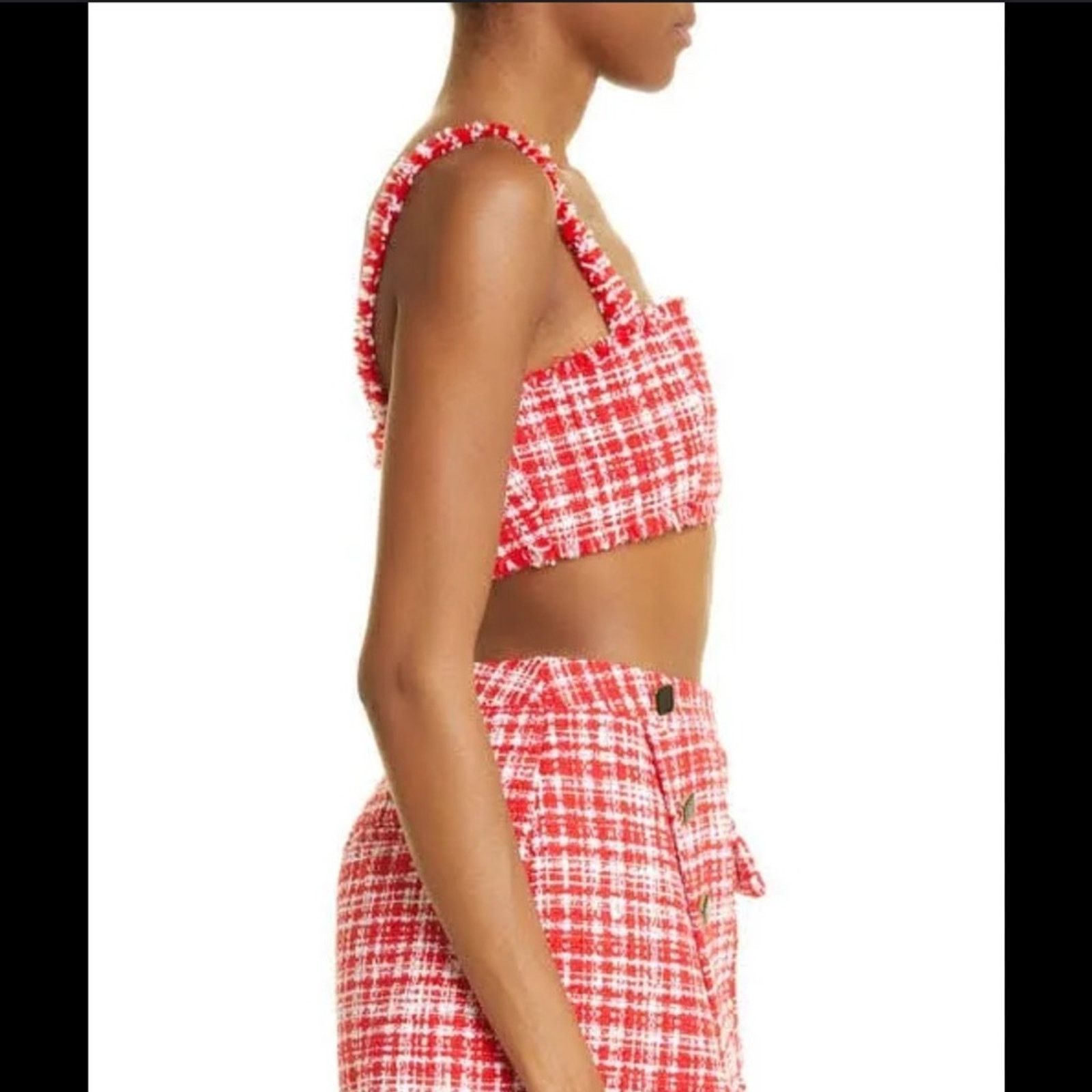 Self-Portrait NWT Self-Portrait Red Bouclé Crop Top - Size 8 - Red/White Size M / US 6-8 / IT 42-44 - 3 Thumbnail