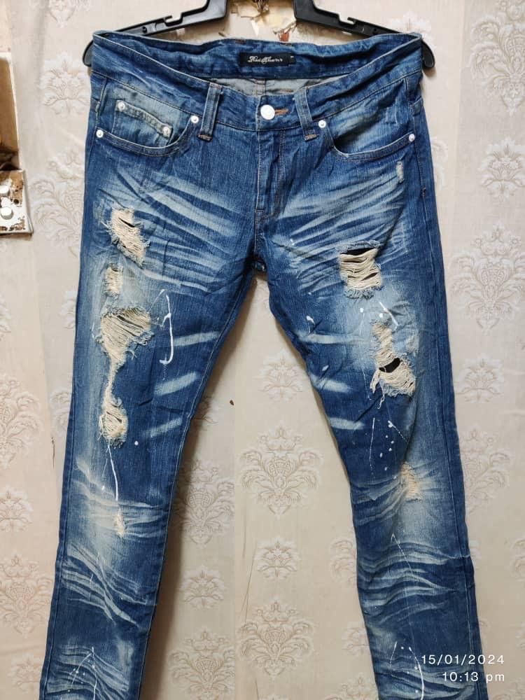 Japanese Brand ROOTS THREE JEANS DISTRESSED AVANT GARDE Size US 35 - 11 Thumbnail