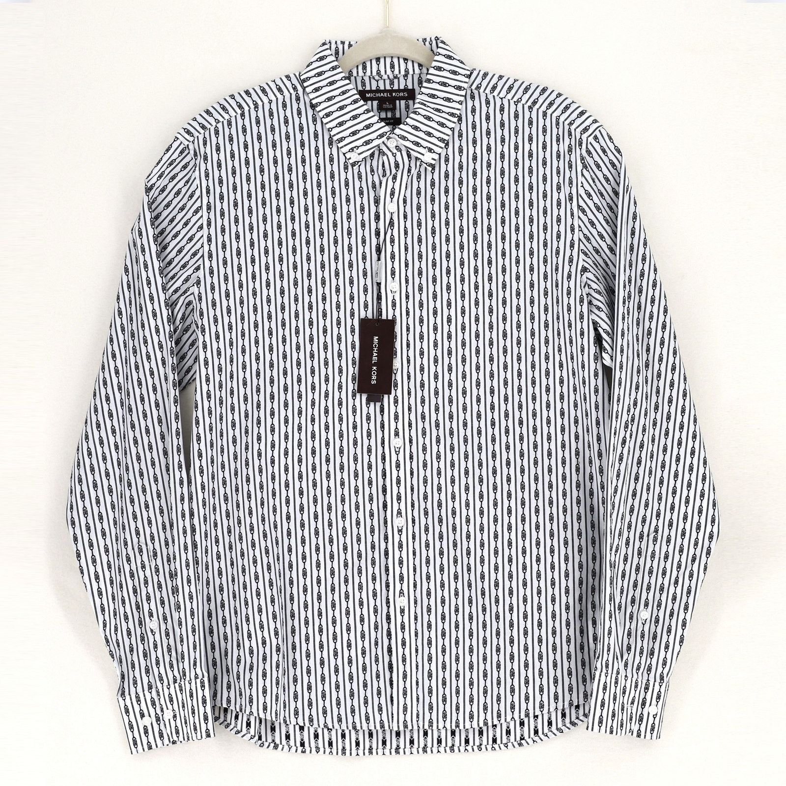 Michael Kors Michael Kors Men's White/Black Slim Fit Button Shirt Size M Size US M / EU 48-50 / 2 - 3 Thumbnail