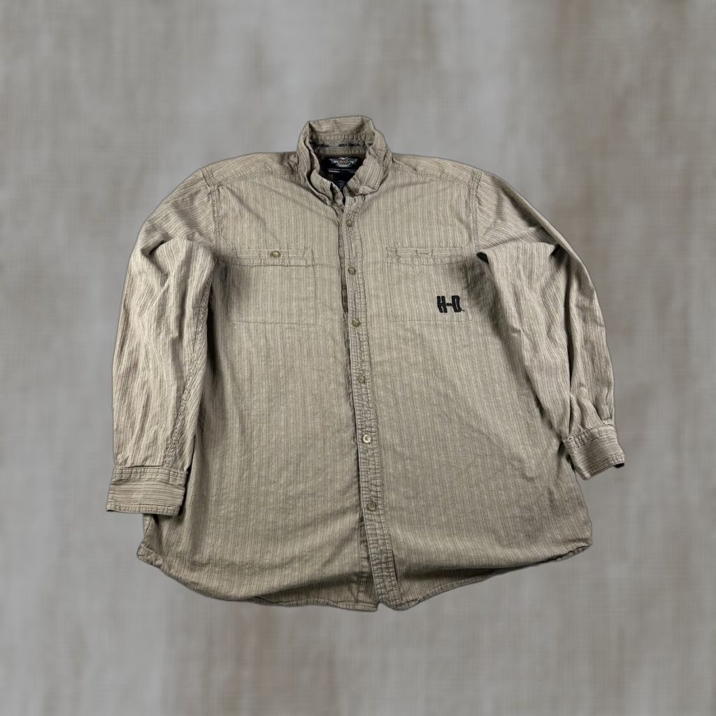 Harley Davidson Harley Davidson Shirt Mens 2XL Brown Striped Lined Button Up Genuine Motorcycles Size US XXL / EU 58 / 5 - 1 Thumbnail