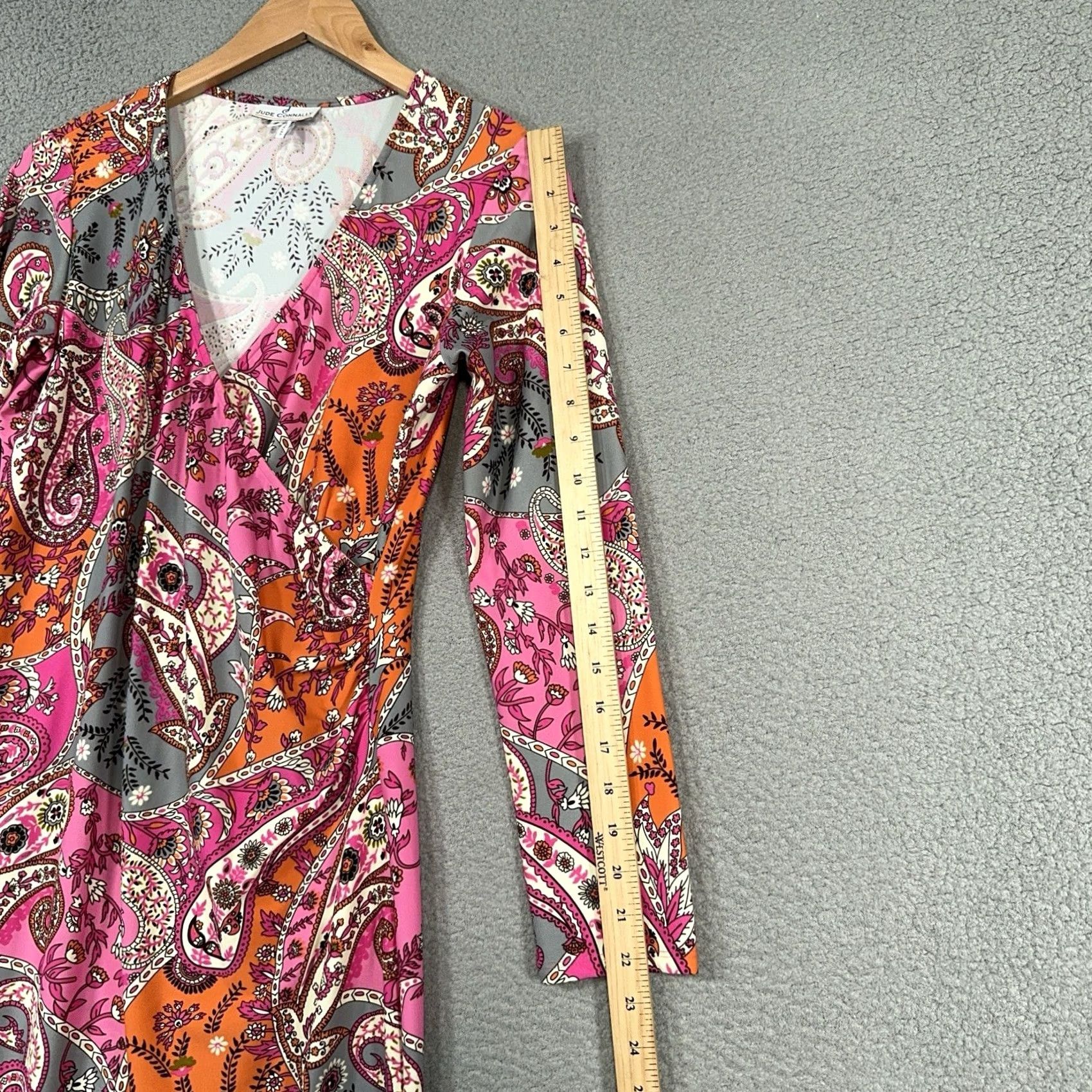 Pinko Jude Connally Dress Women Small Pink Paisley Print Surplice Stretch Resort Wear Size S / US 4 / IT 40 - 7 Thumbnail