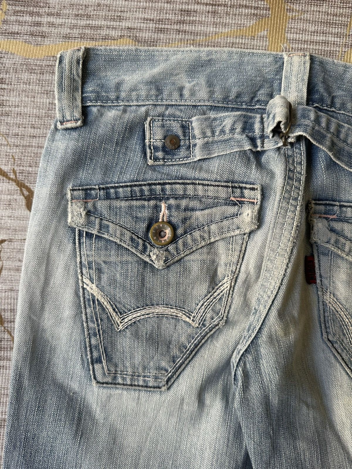 Edwin FLARE Edwin Blue Trip 503 Buckle Back Faded Distressed Denim Size US 28 / EU 44 - 16 Thumbnail