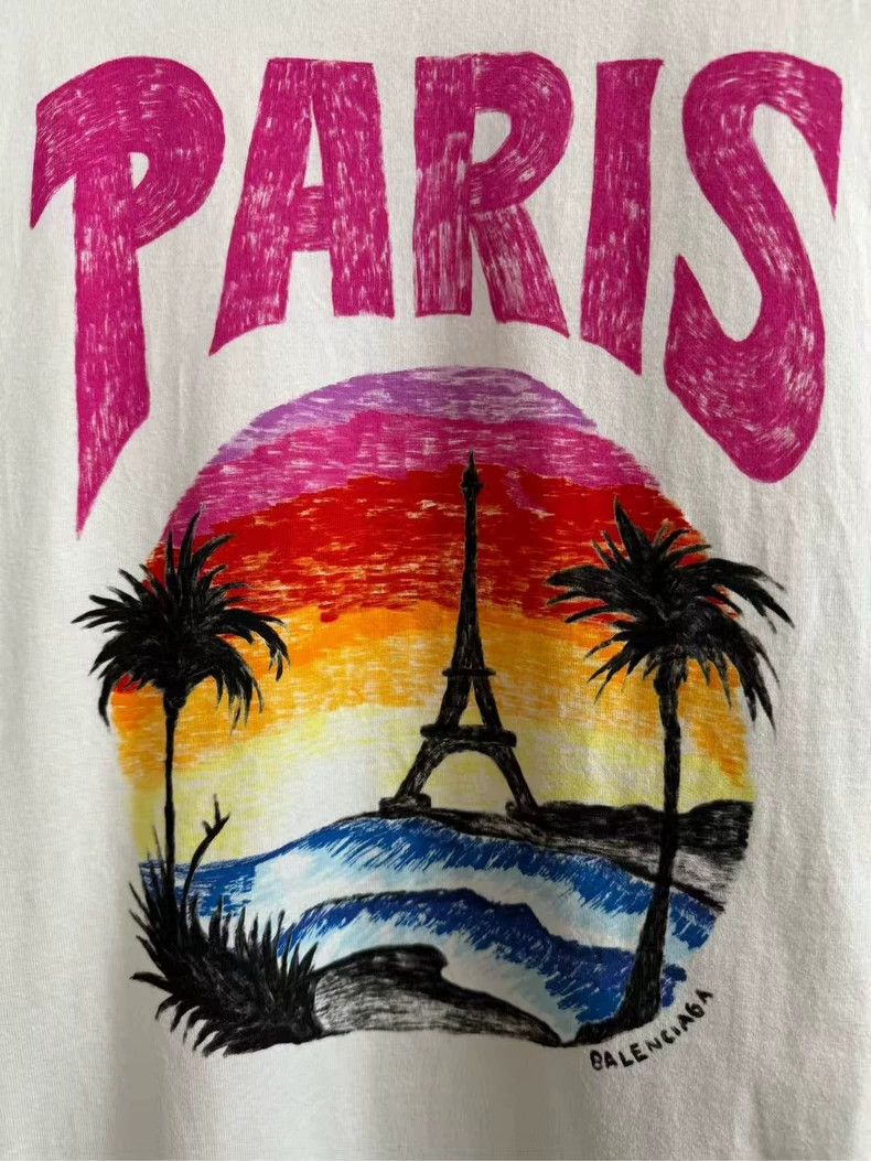 Balenciaga Balenciaga White Sunset Tower Short Sleeve Short Sleeve Size US L / EU 52-54 / 3 - 3 Thumbnail