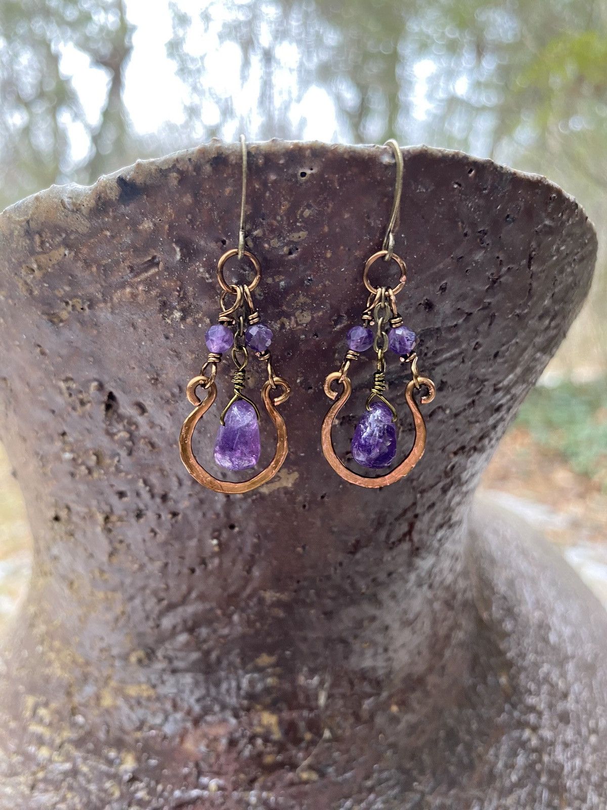 Handmade Amethyst Hoops Size ONE SIZE - 2 Thumbnail