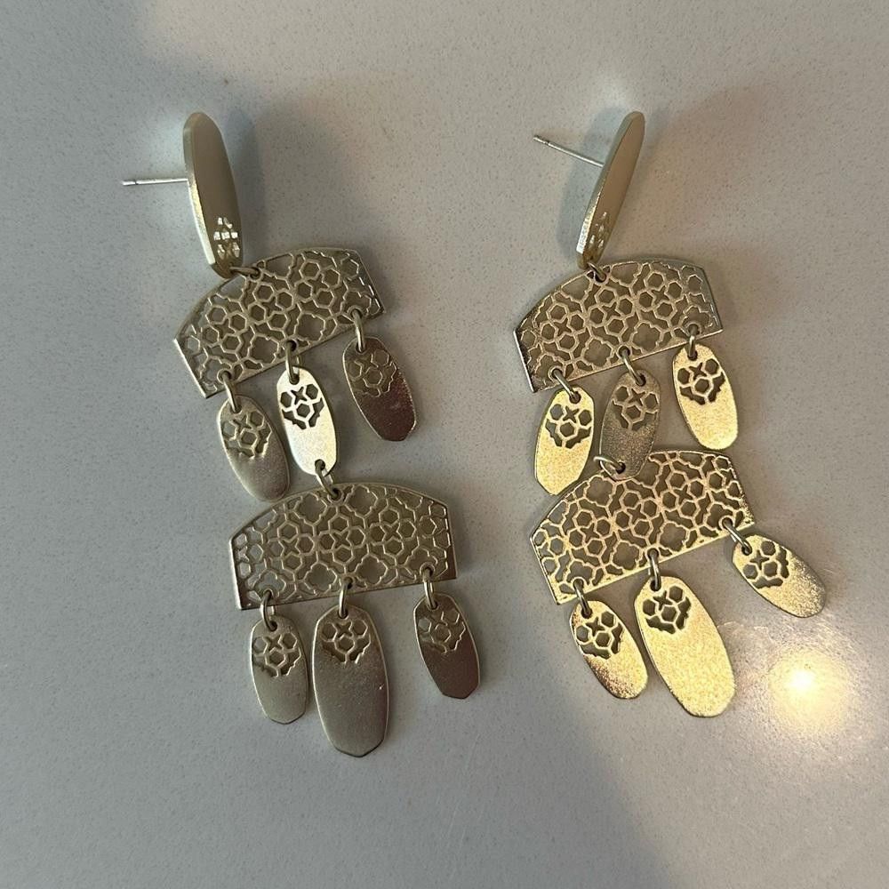 Kendra Scott Kendra Scott Emmet Statement Filigree Drop Earrings in Gold Size ONE SIZE - 3 Thumbnail