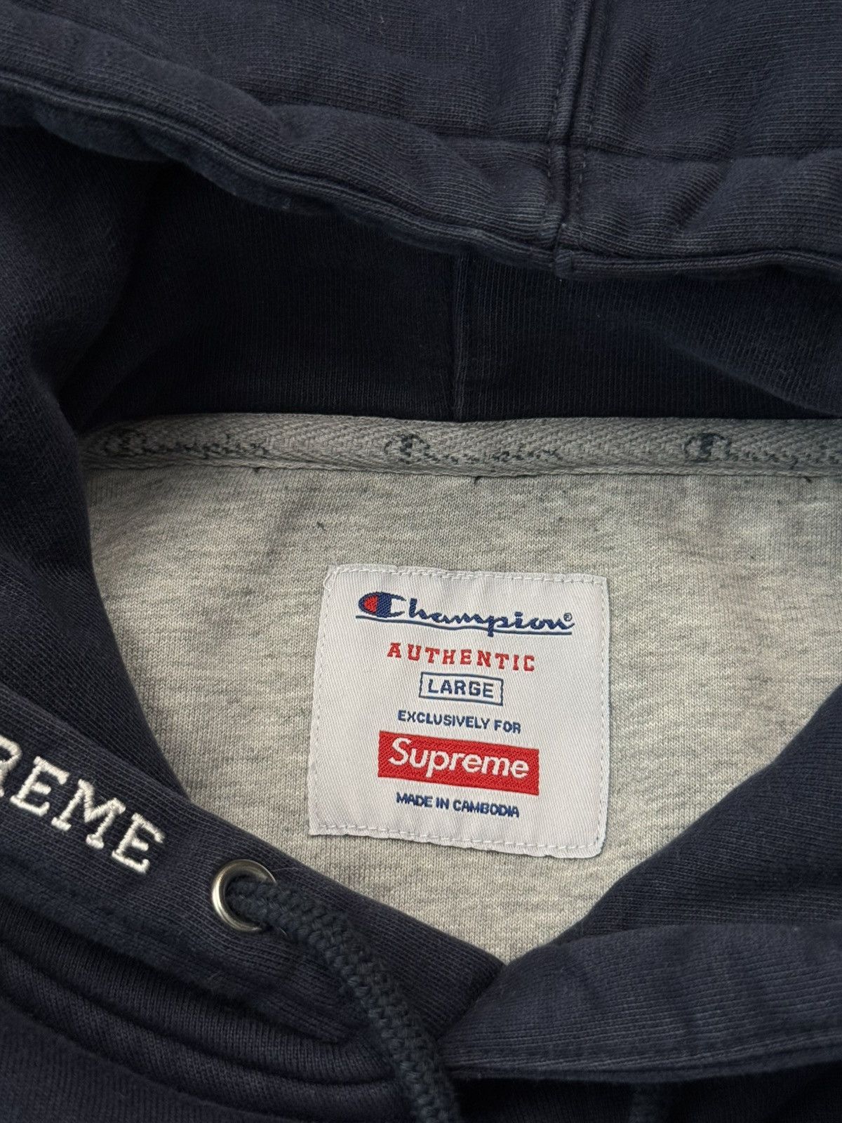 Champion × Supreme Supreme Champion Stacked C navi blue hoodie fw17 Size US L / EU 52-54 / 3 - 6 Thumbnail