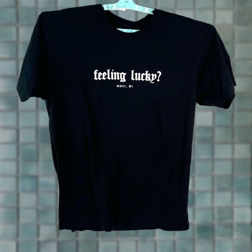 Lucky Brand VINTAGE Lucky Brand Feeling Lucky Strike Bowling Novi Michigan Mens Graphic T-Shirt Black XL Shirt Mens Black Graphic 90s Bowling Theme Vintage Size US XL / EU 56 / 4 - 1 Thumbnail