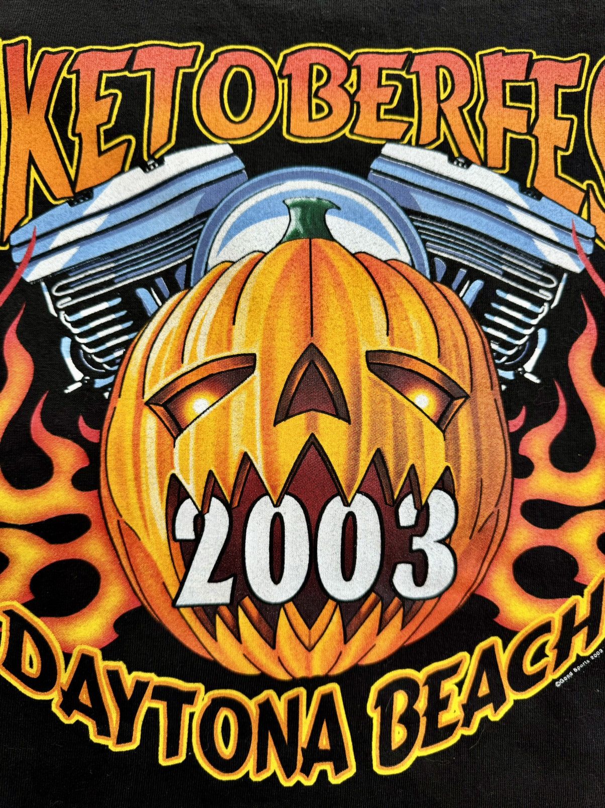 Band Tees × Harley Davidson × Vintage 2003 Sturgis Motorcycle Vintage Halloween Biker T-Shirt Size US L / EU 52-54 / 3 - 2 Thumbnail