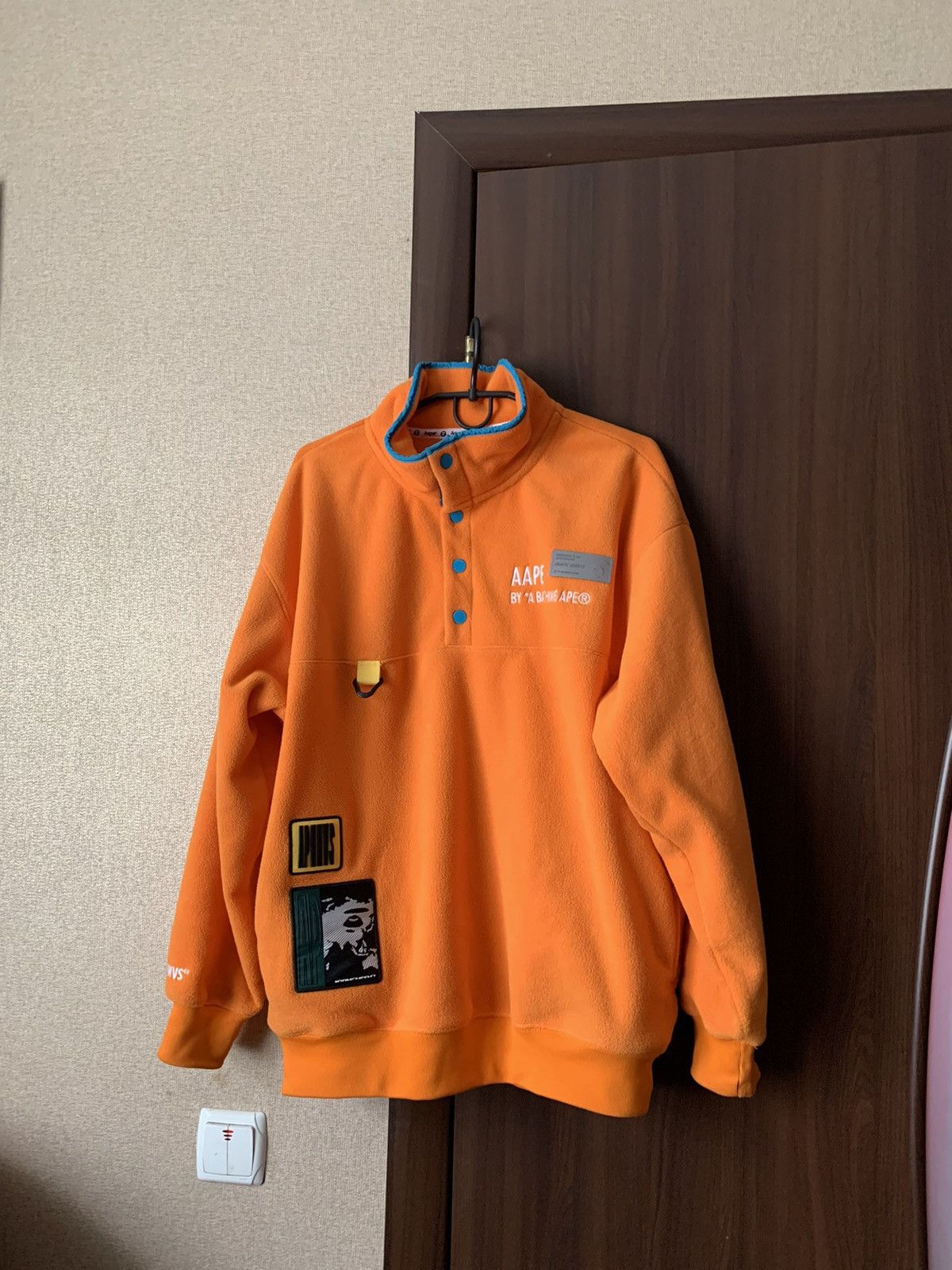 image of Aape By A Bathing Ape Sherpa Sweatshirt in Orange, Men's (Size Small)