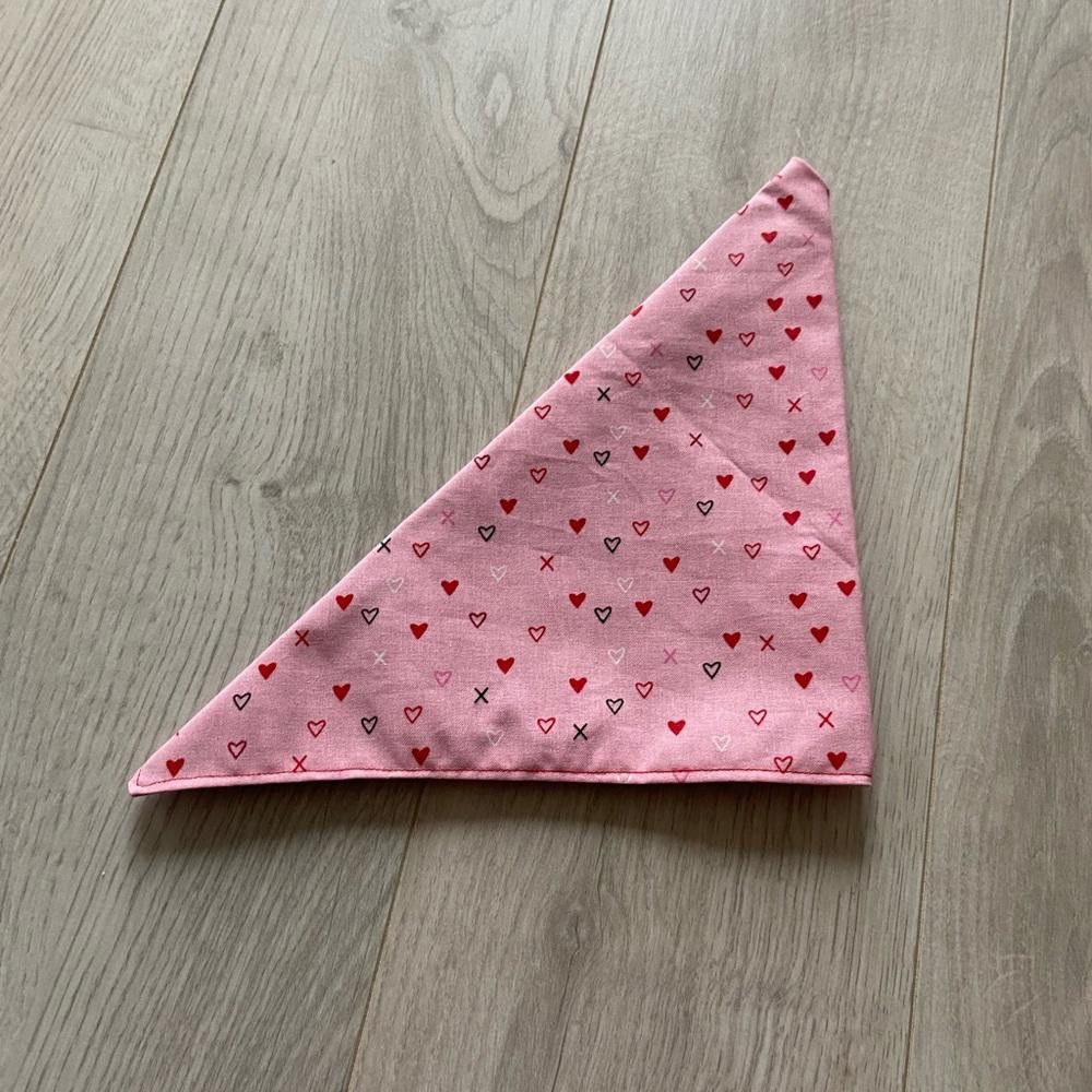Designer Pink and Red Valentines Love Dog Bandana Size ONE SIZE - 2 Thumbnail