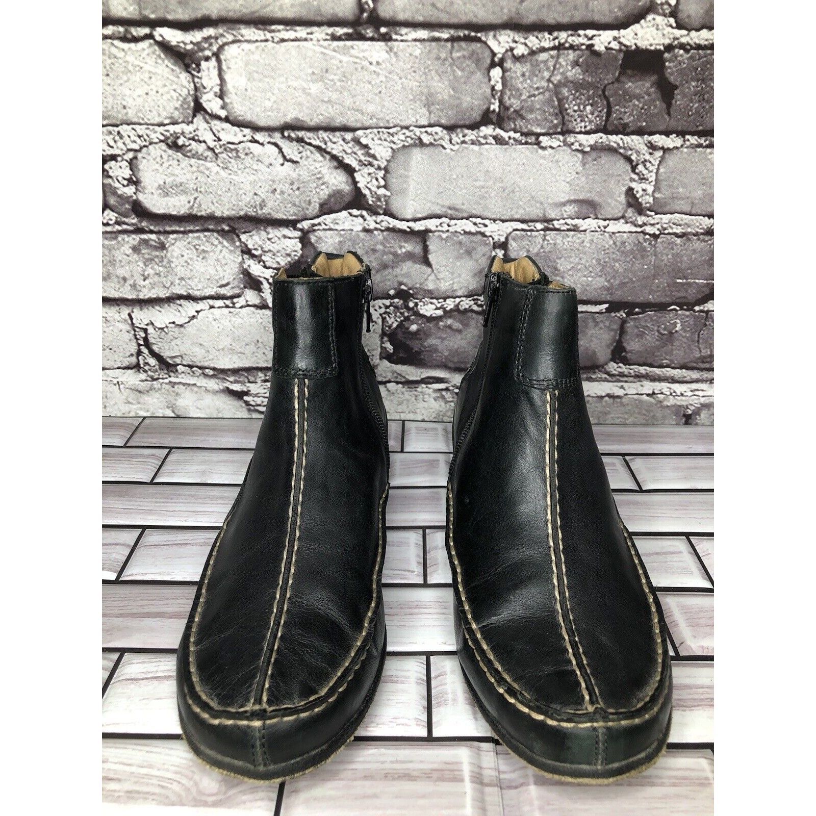 Hush Puppies Hush Puppies Black Leather Side Zip Casual Ankle Booties Wom Size US 8.5 / IT 38.5 - 9 Thumbnail