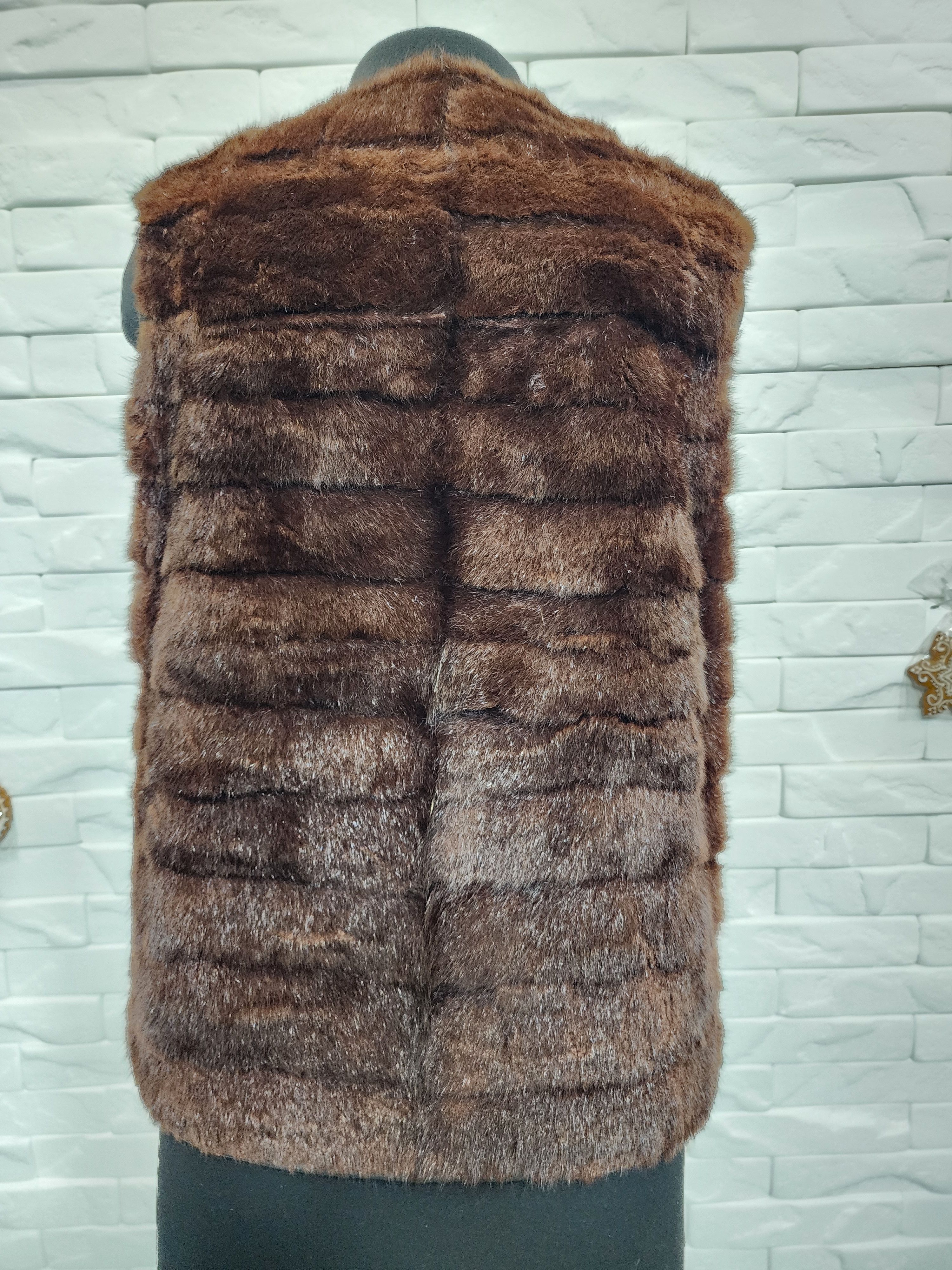 Furla Fur Vest: Brown Leather Trim, Metal Zipper Size L / US 10 / IT 46 - 5 Thumbnail