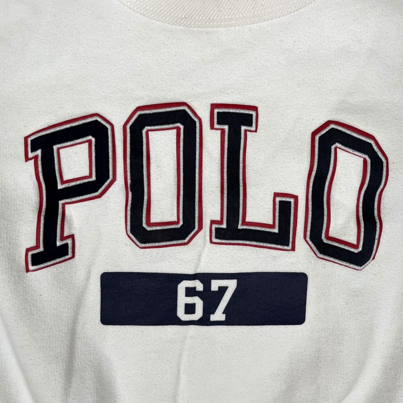 Polo Ralph Lauren Polo Ralph Lauren Sweatshirt Womens Small White Fleece Crewneck Graphic Print 67 Polo 67 Graphic Print Logo Sleeve Size S / US 4 / IT 40 - 2 Thumbnail