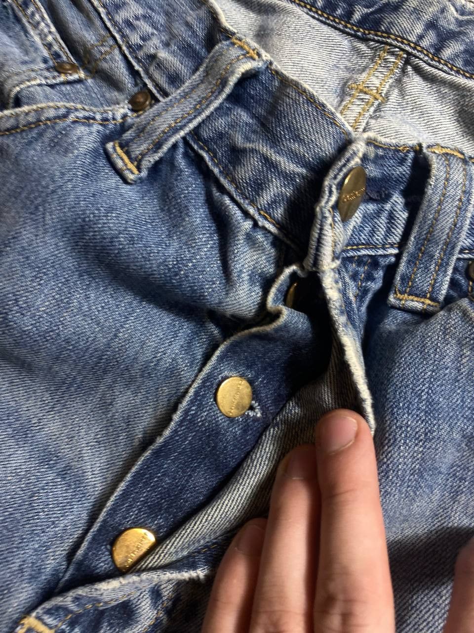 Carhartt × Japanese Brand Crazy Crash Dirty Baggy Faded Jean Japan Avant Garde Style Size US 34 / EU 50 - 10 Thumbnail