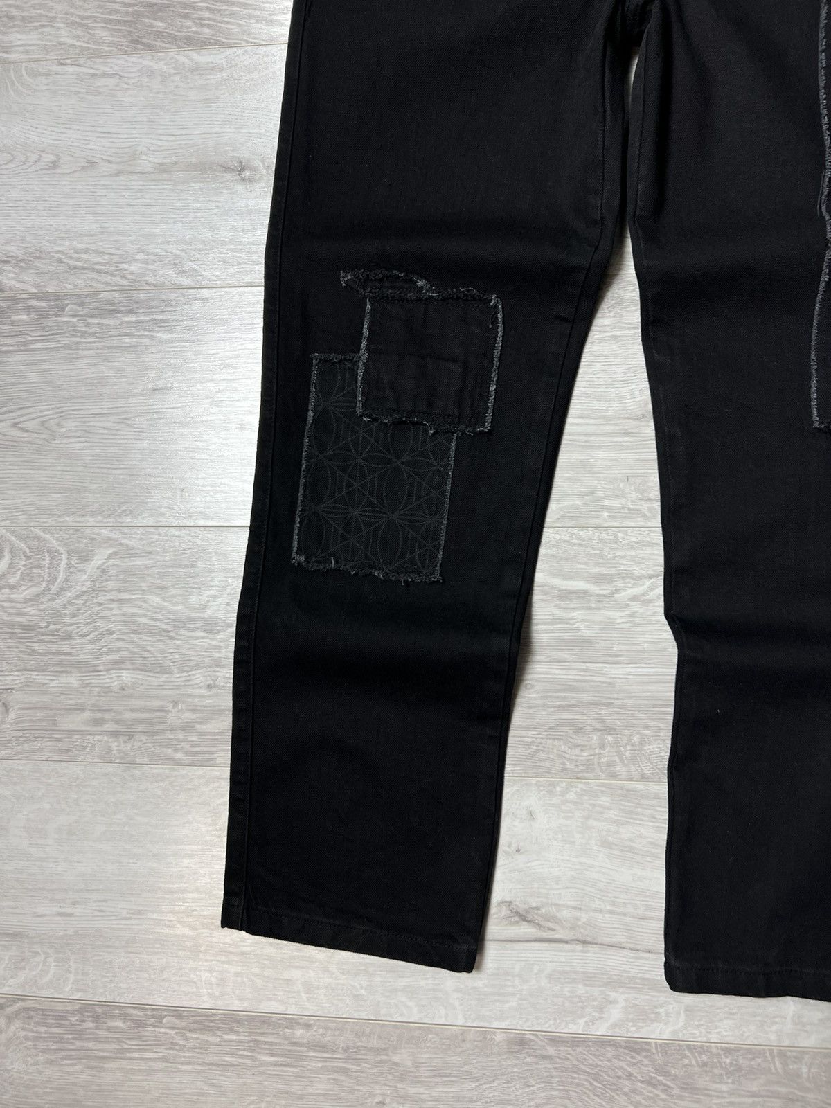 Other Y2K Style Ola Kala Patched Black Denim Pants Stretch Jeans Size US 32 / EU 48 - 5 Thumbnail