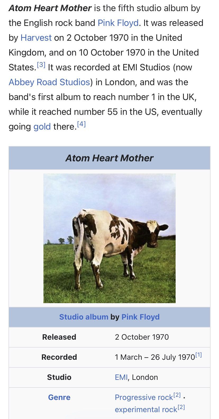 Band Tees Sick🔥Vintage Pink Floyd “Atom Heart Mother” Band Tees Size US M / EU 48-50 / 2 - 13 Thumbnail