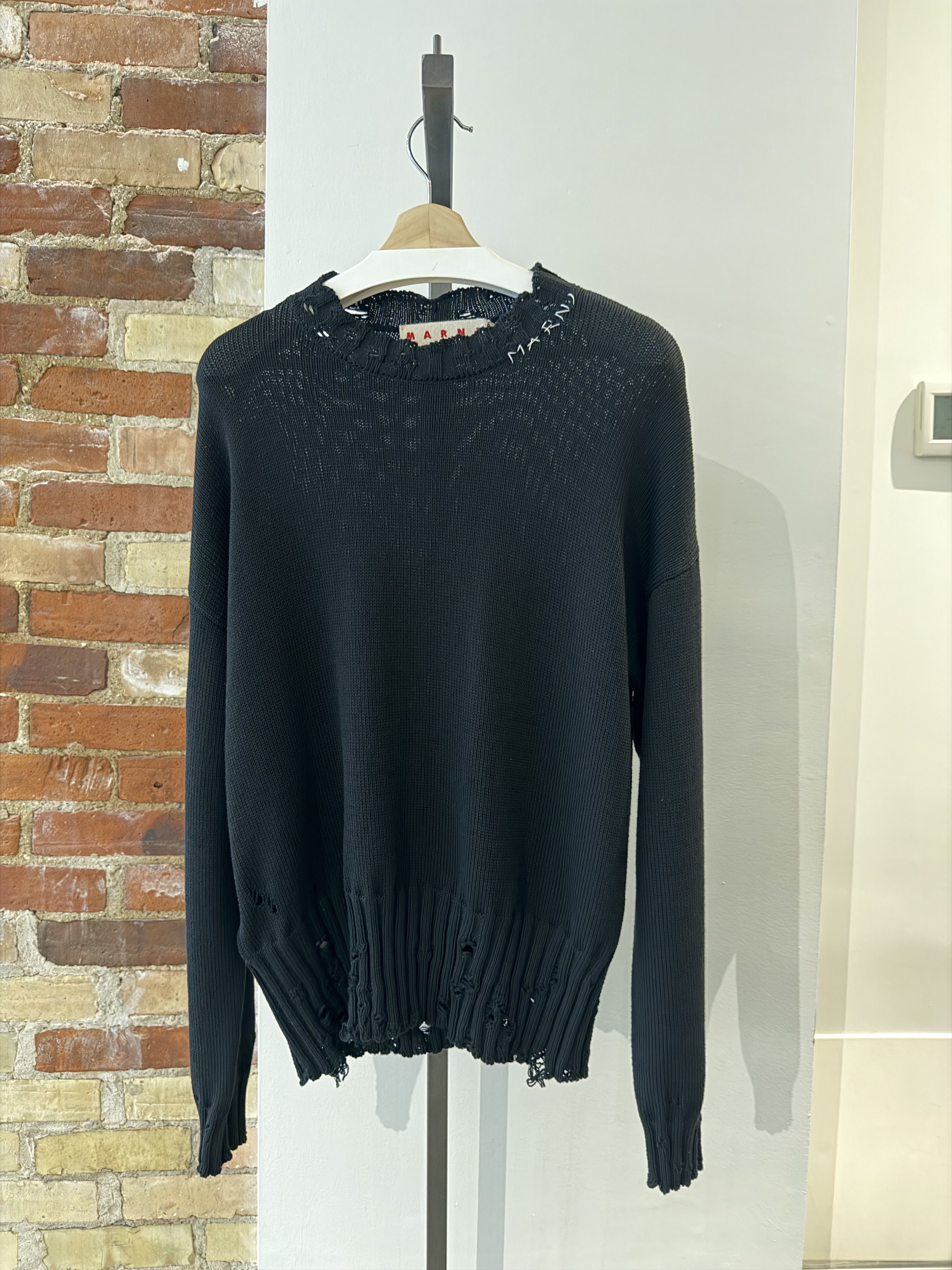 Marni MARNI BLACK DECONSTRUCTED SWEATER Size US L / EU 52-54 / 3 - 5 Thumbnail