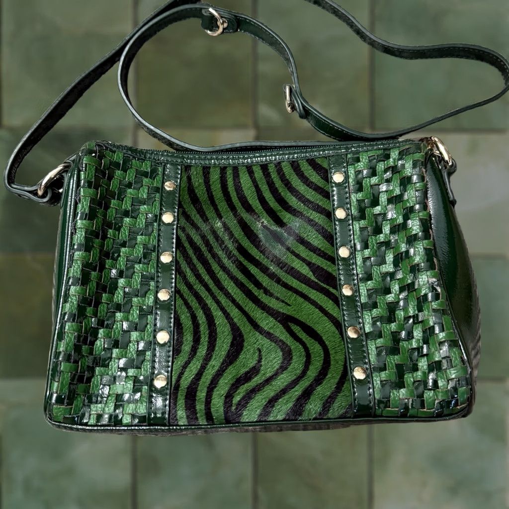 Vintage VINTAGE Sharif Satchel Green Leather Exotic Leather Trim 80s Size ONE SIZE - 1 Thumbnail