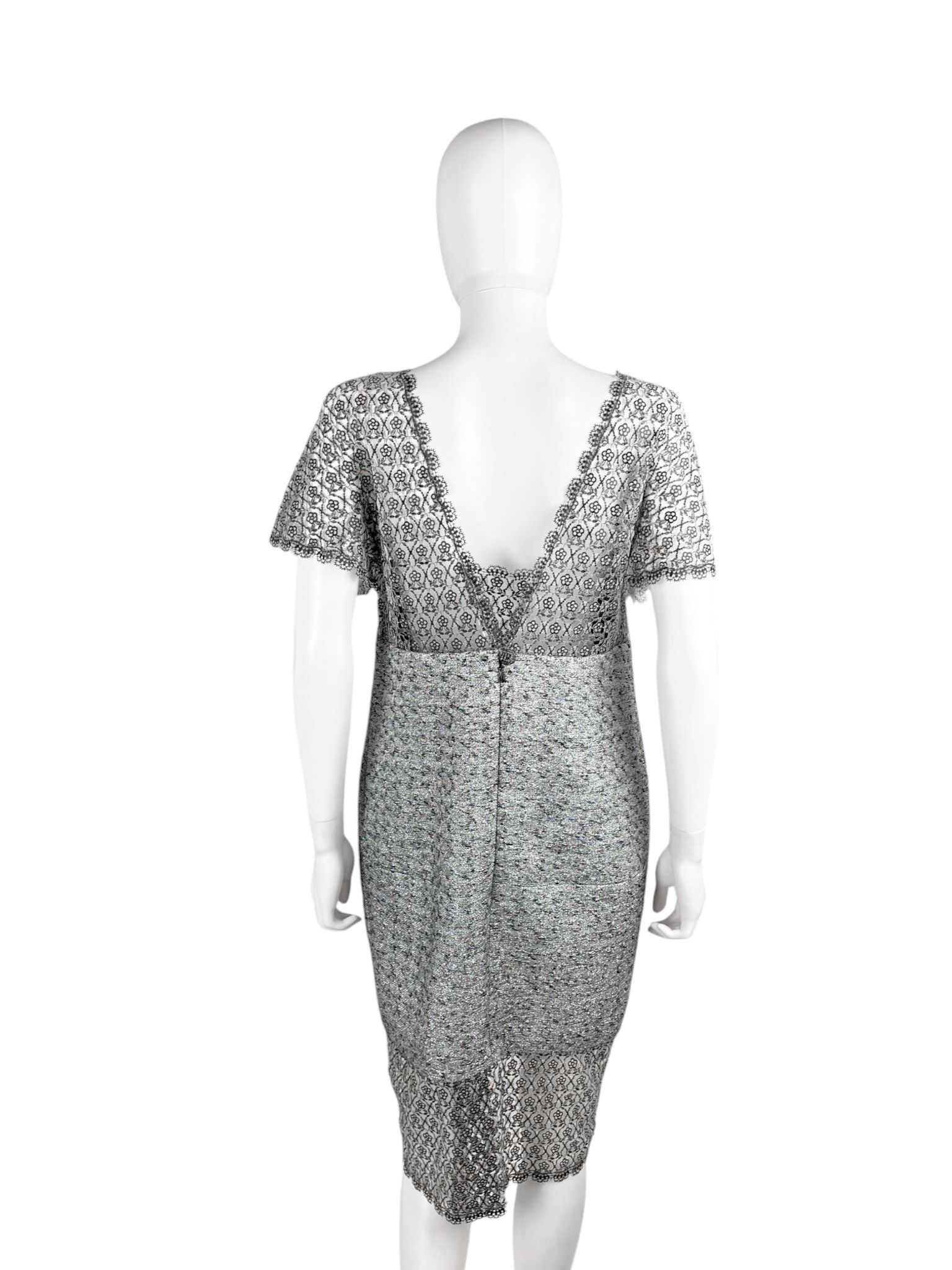 Chanel by Karl Lagerfield Resort 2014 Silver Tweed Lace Dress Size M / US 6-8 / IT 42-44 - 4 Thumbnail