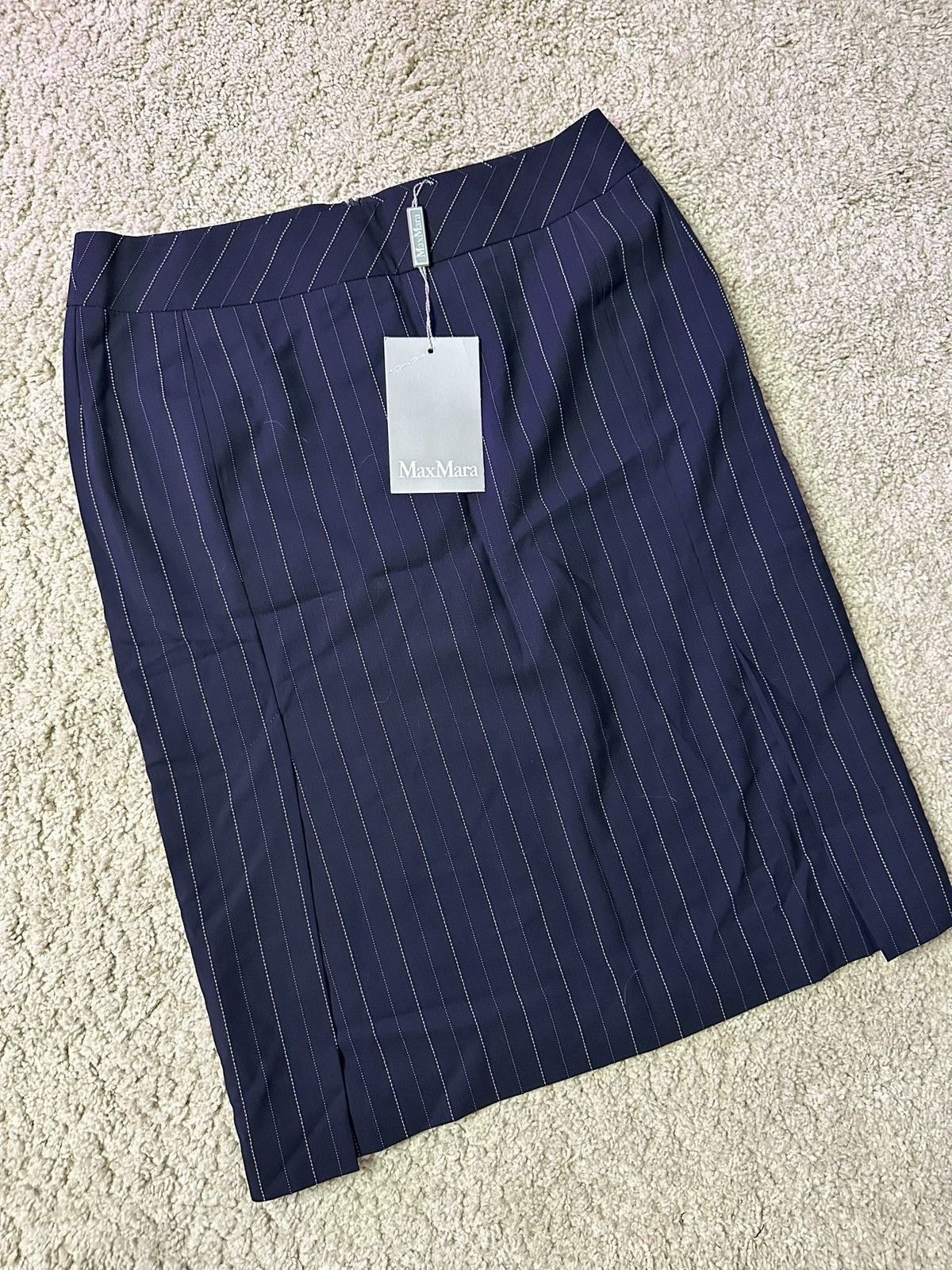 Max Mara tailleur pinstripe skirt midnight blue tg.42 IT