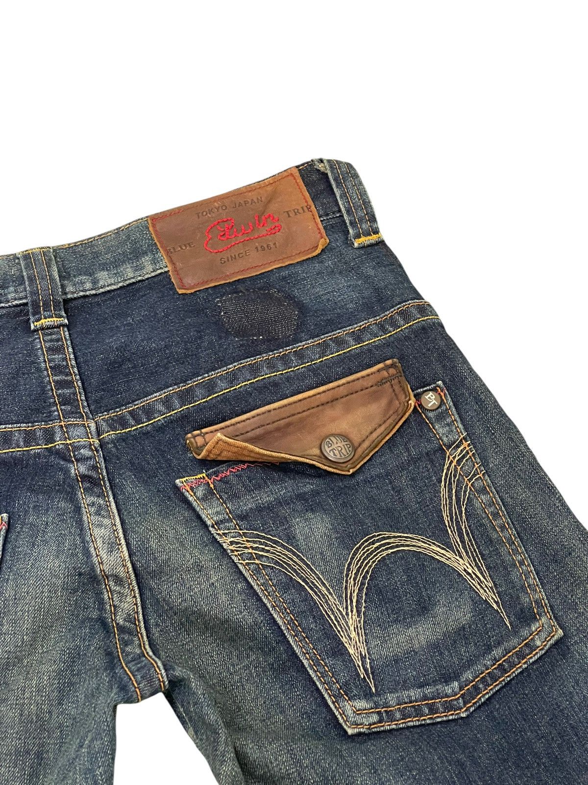 Edwin Flare Jeans Edwin Japan Faded Distress Stretch Boot Cut 8🟦3 Size US 31 - 19 Thumbnail