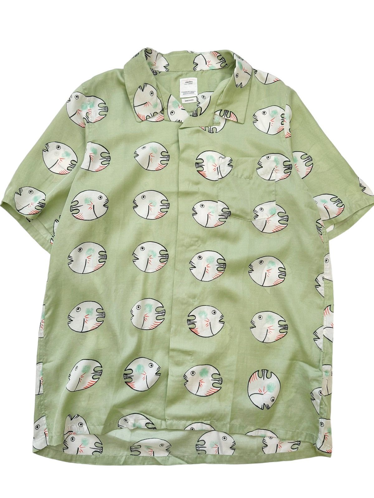 Visvim Sz3 Free Edge Silk Fishy S/S Shirt Green | Grailed