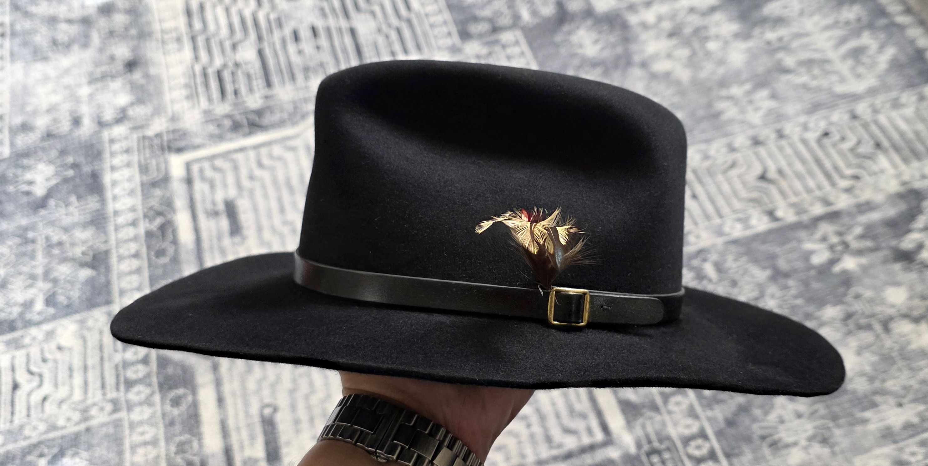 Vintage Vintage Beaver Brand 5x Fur Felt Black Cowboy Hat Sz 7 1/4 Size ONE SIZE - 3 Thumbnail