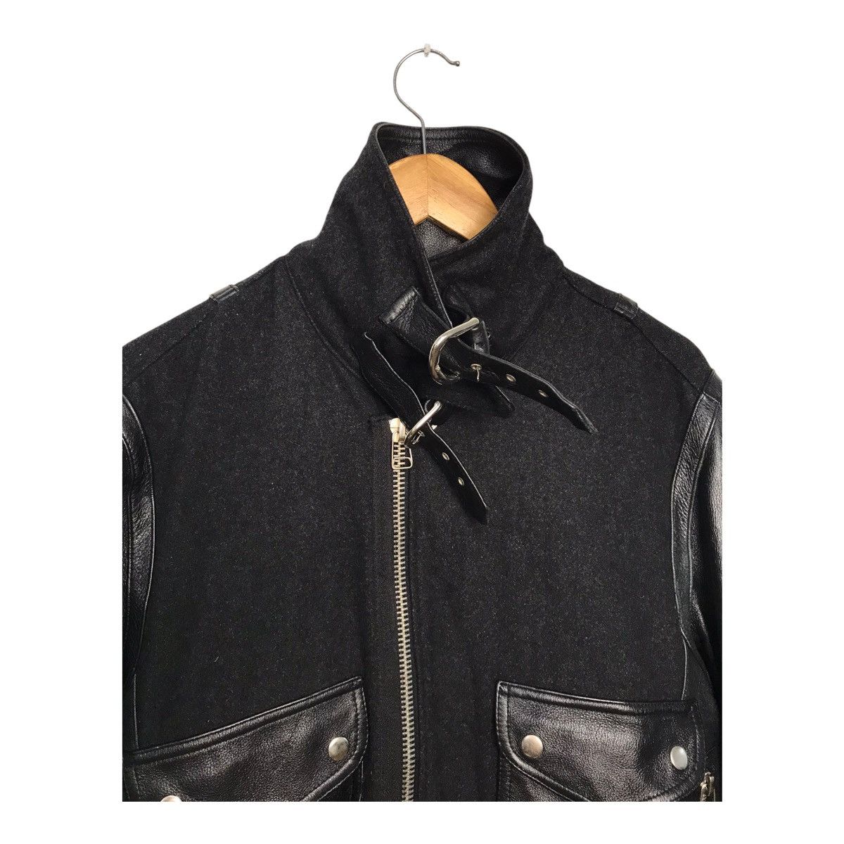 Japanese Brand × Vintage Stimulus wool Half Leather Black Jacket Size US M / EU 48-50 / 2 - 4 Thumbnail