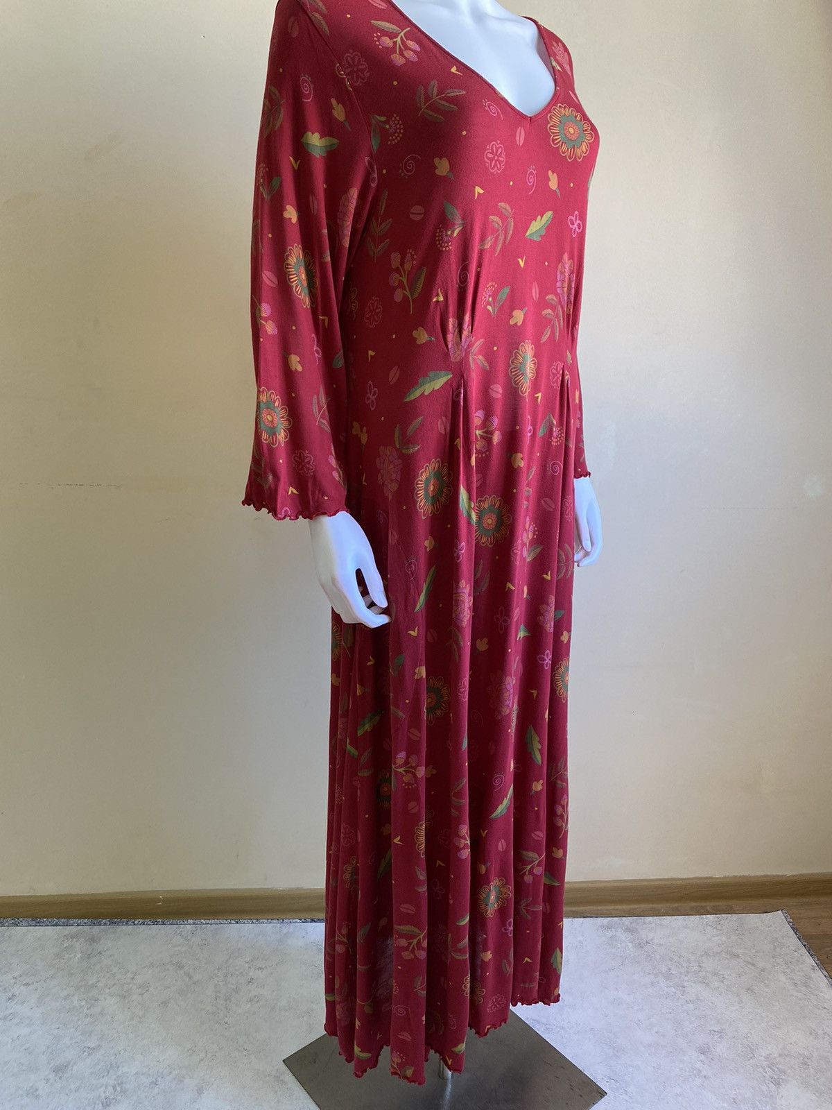 Gudrun Sjoden Gudrun Sjoden Red Floral Long Sleeve Maxi Dress Size L Size L / US 10 / IT 46 - 4 Thumbnail