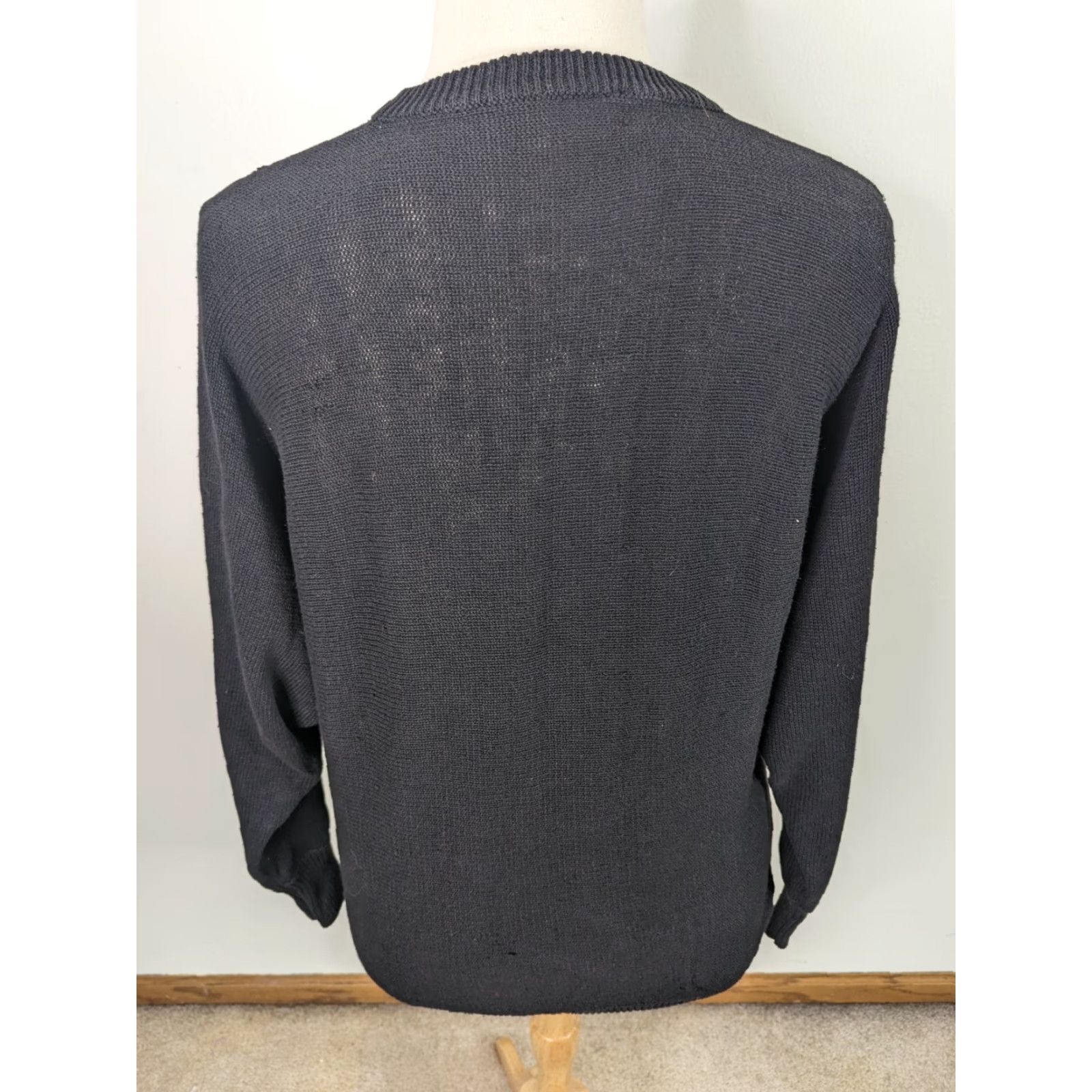 Noah VINTAGE NOAH Floral Sequin Black Oversized Relaxed Fit Sweater Womens XL Large S12 Cardigan 80s Theme Size L / US 10 / IT 46 - 3 Thumbnail