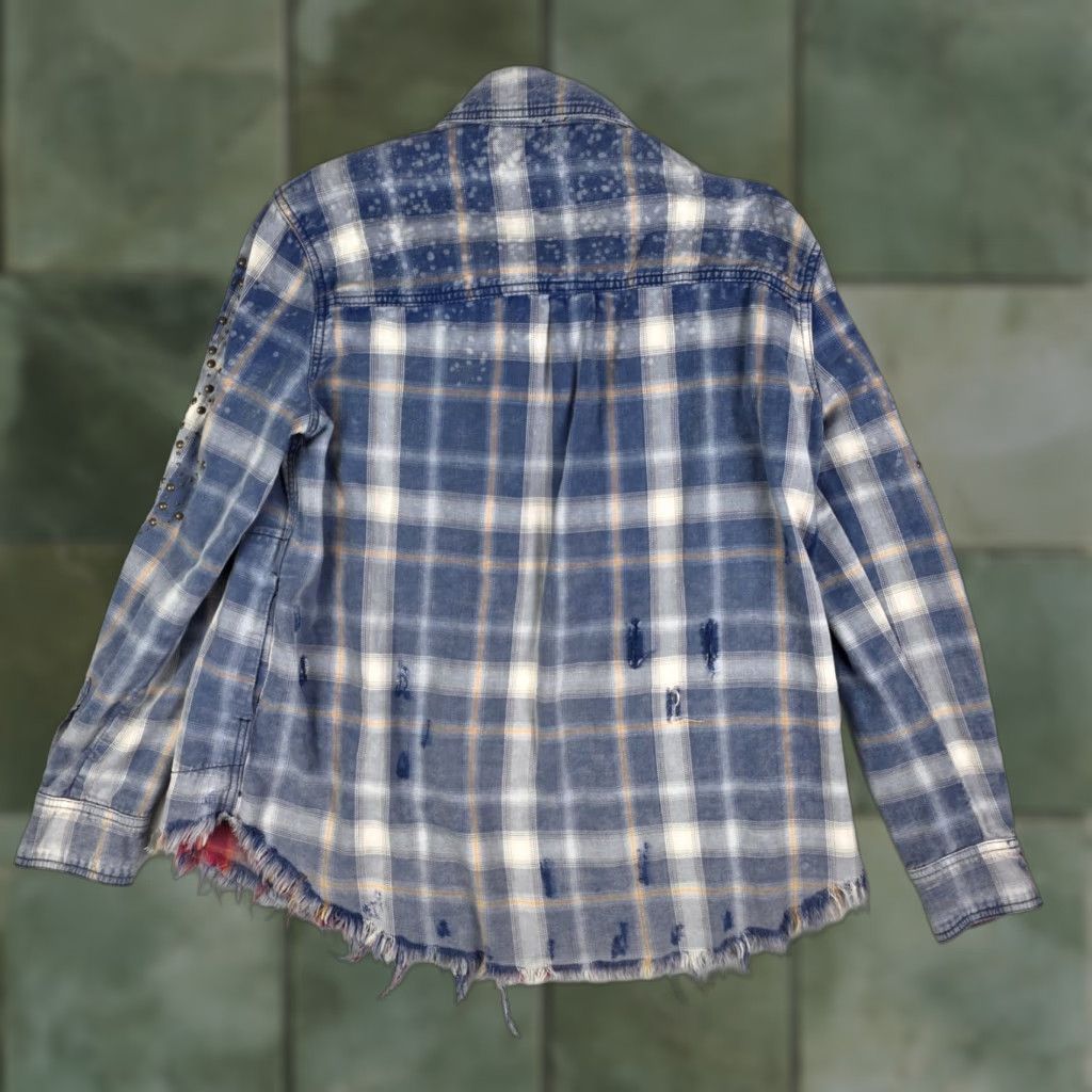 Free People Free People Destructed Jacket Womens XS Plaid Oversized Zip Shacket Distressed Blue Multicolor Size XS / US 0-2 / IT 36-38 - 1 Thumbnail