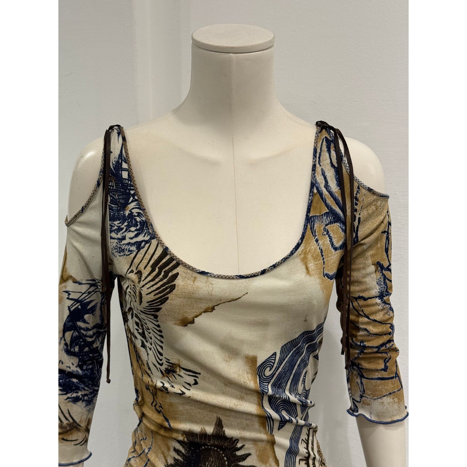 Roberto Cavalli 2000s Roberto Cavalli geometric open shoulder long dress Size L / US 10 / IT 46 - 8 Thumbnail