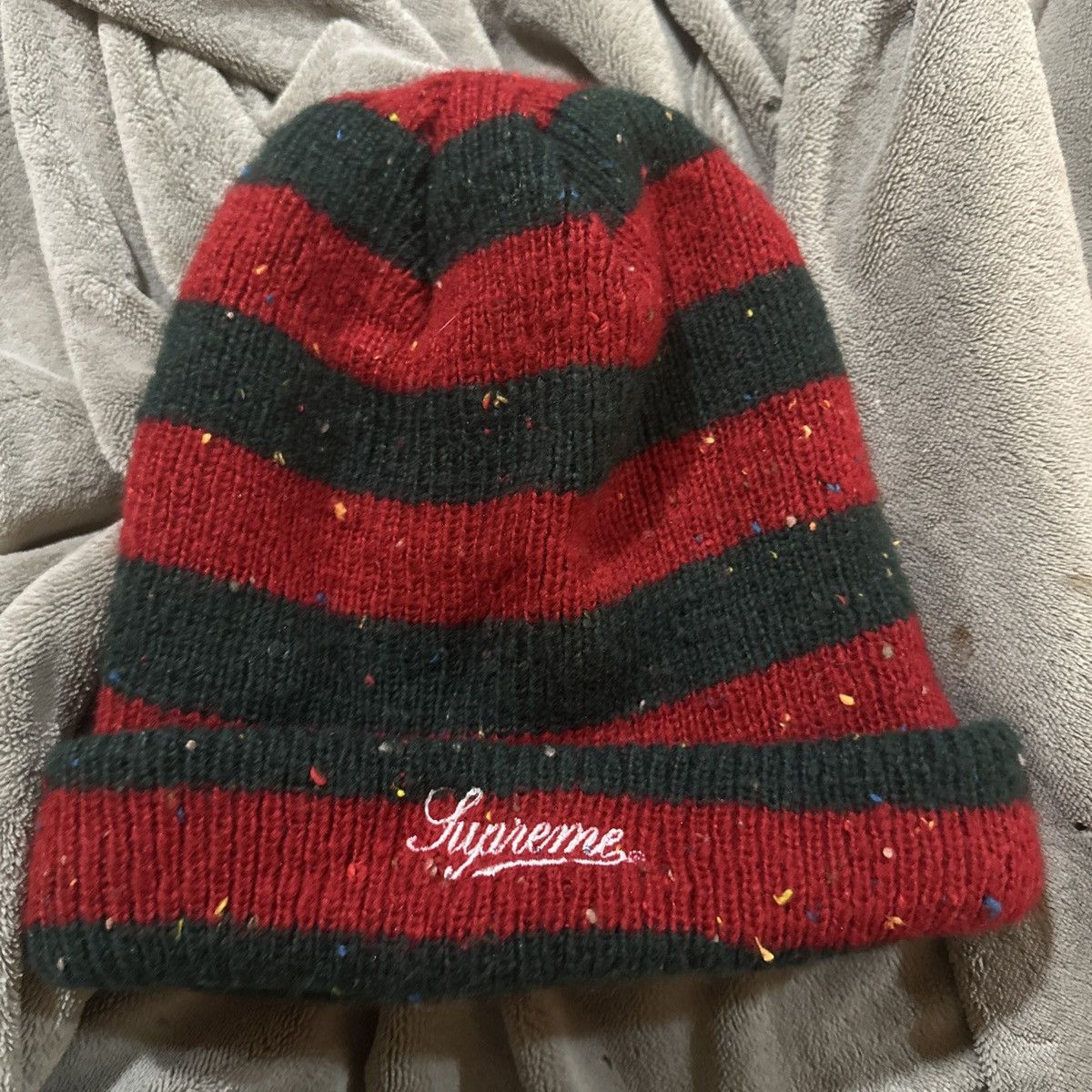 Supreme Supreme Stripe Speckle Beanie FW19 Red Green Christmas Size ONE SIZE - 1 Thumbnail