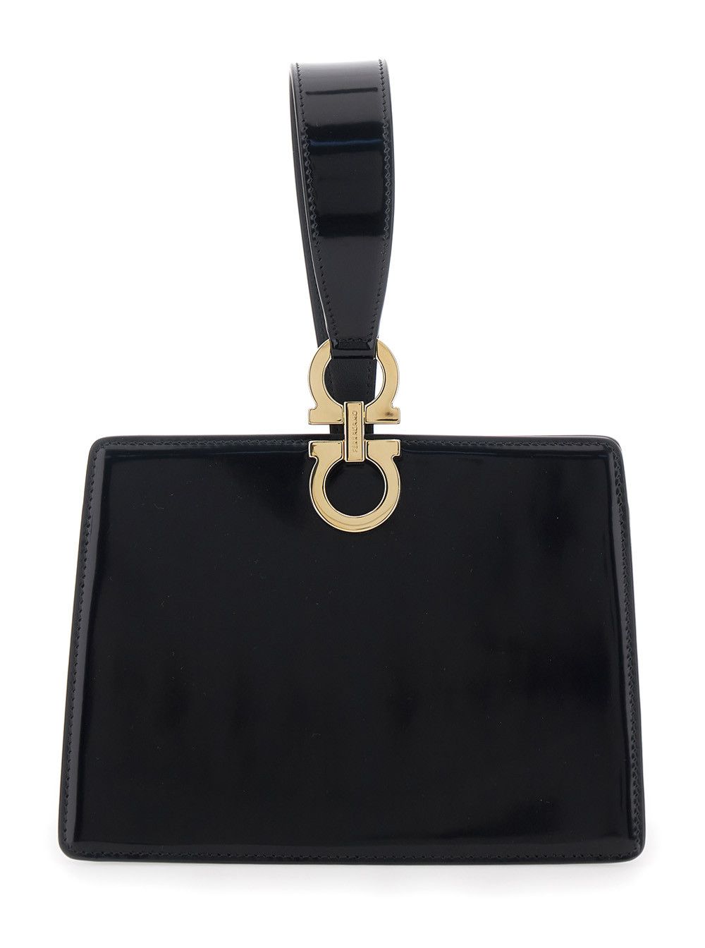 Salvatore Ferragamo Black Clutch with Gancini Press-Button and Handle In Leather for Women Size ONE SIZE - 1 Thumbnail