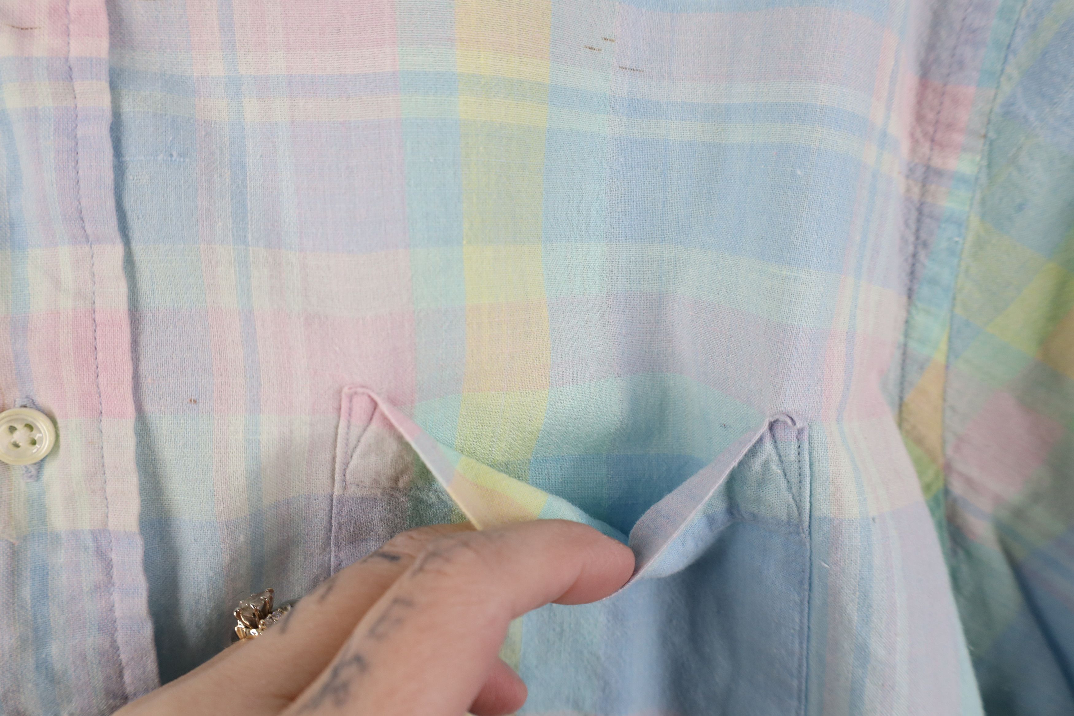 Lands' End Vintage 90s Lands End Madras Plaid Button Down Shirt USA Size US L / EU 52-54 / 3 - 7 Thumbnail