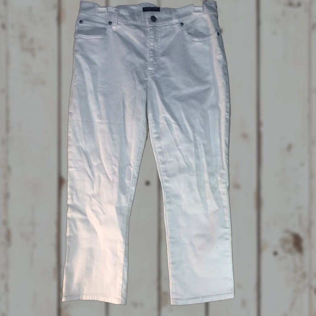 Eileen Fisher Eileen Fisher Organic Cotton Stretch Jeans White Mid-Rise Cropped Straight Fit Womens Petite 6 Size 28" / US 6 / IT 42 - 1 Thumbnail