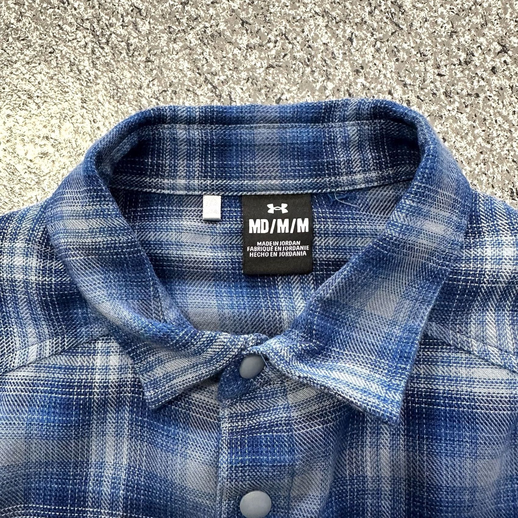 Under Armour Under Armour Tradesman Flex Flannel Long Sleeve Snap Button Shirt Mens M Blue Size US M / EU 48-50 / 2 - 2 Thumbnail