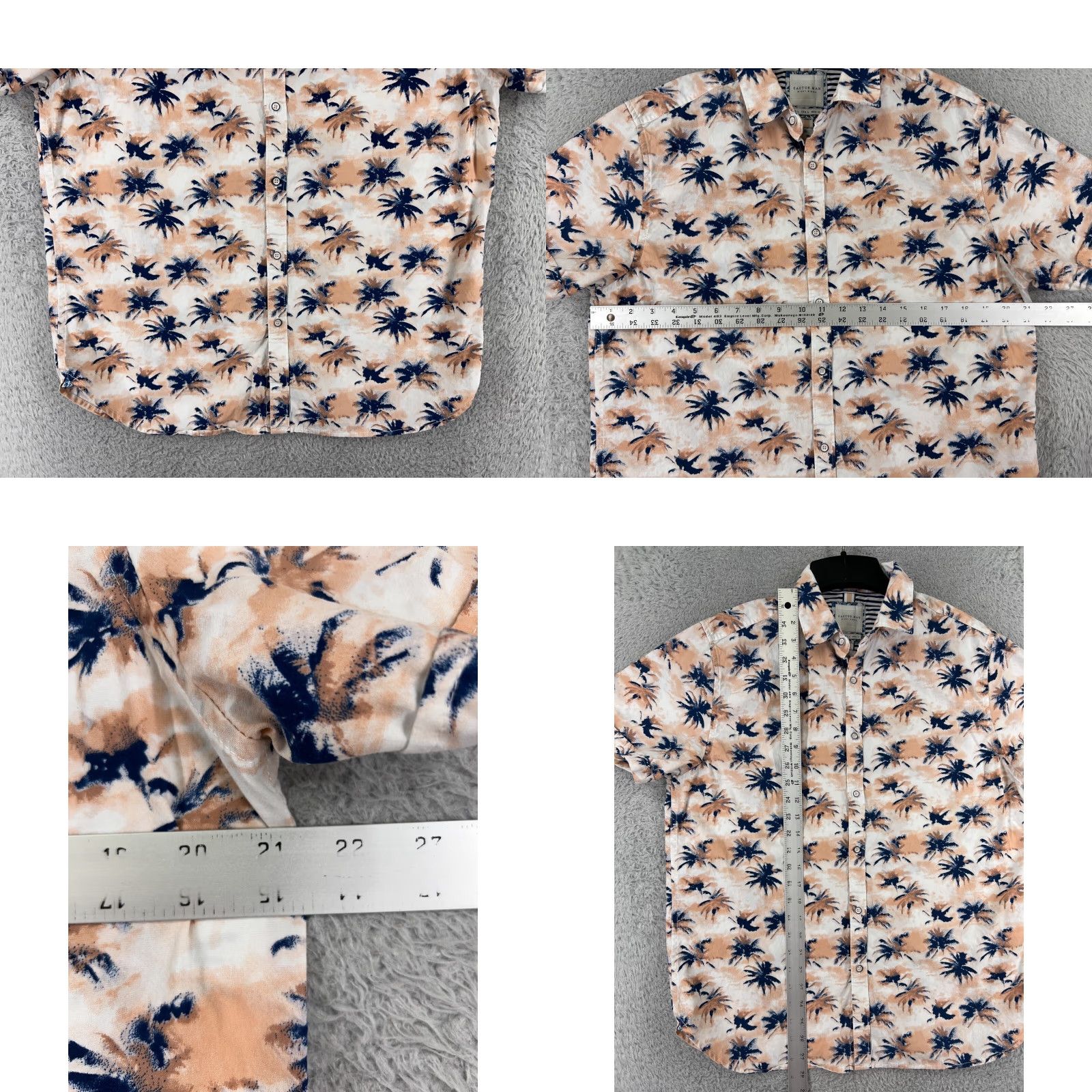 Vintage Cactus Man Shirt Mens Large Orange Blue Palm Tree All Over Print 100% Cotton Size US L / EU 52-54 / 3 - 8 Thumbnail