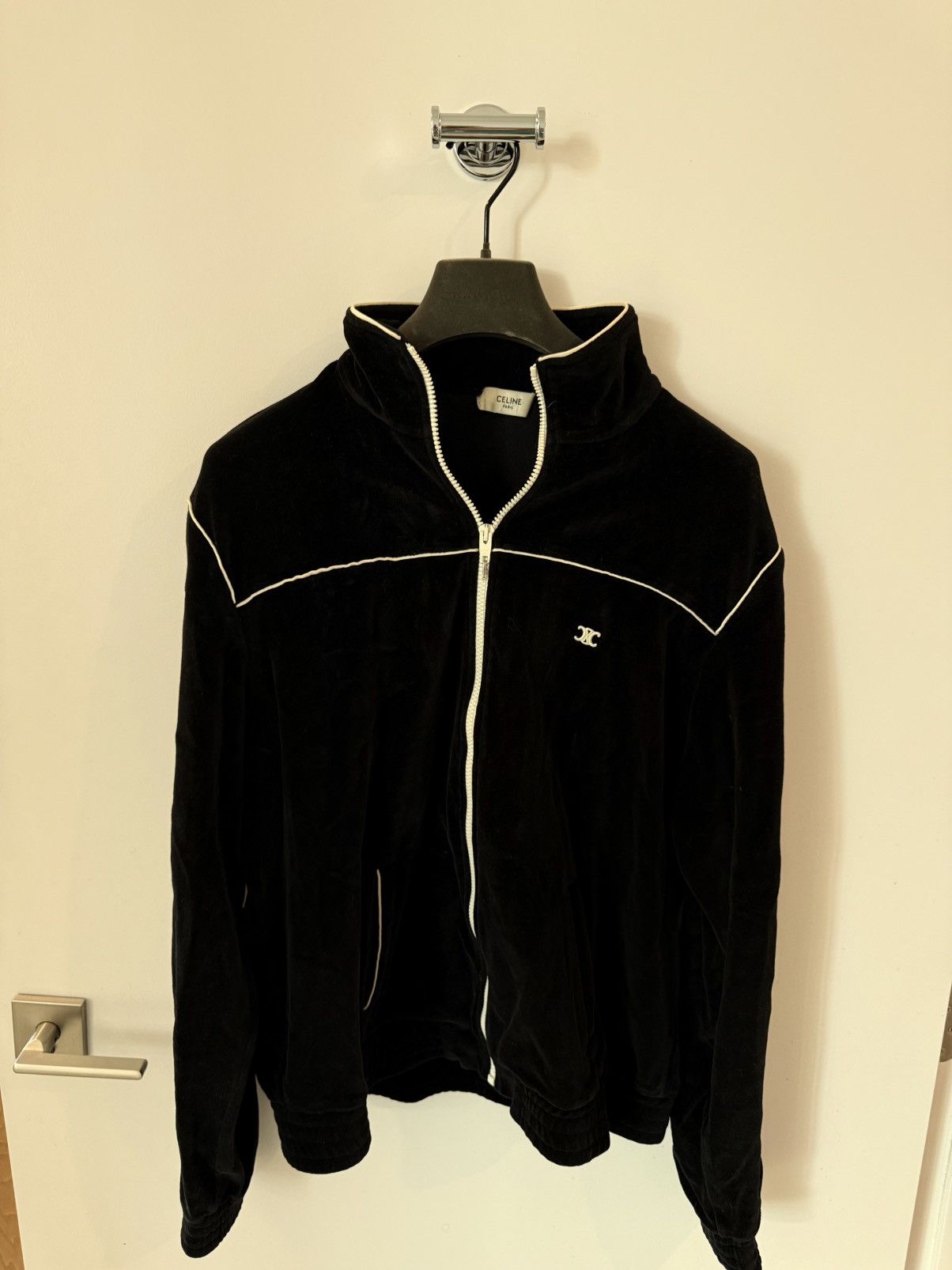 Celine Celine Cotton-Blend Black Velour Track Jacket - XXL Size US XXL / EU 58 / 5 - 1 Thumbnail