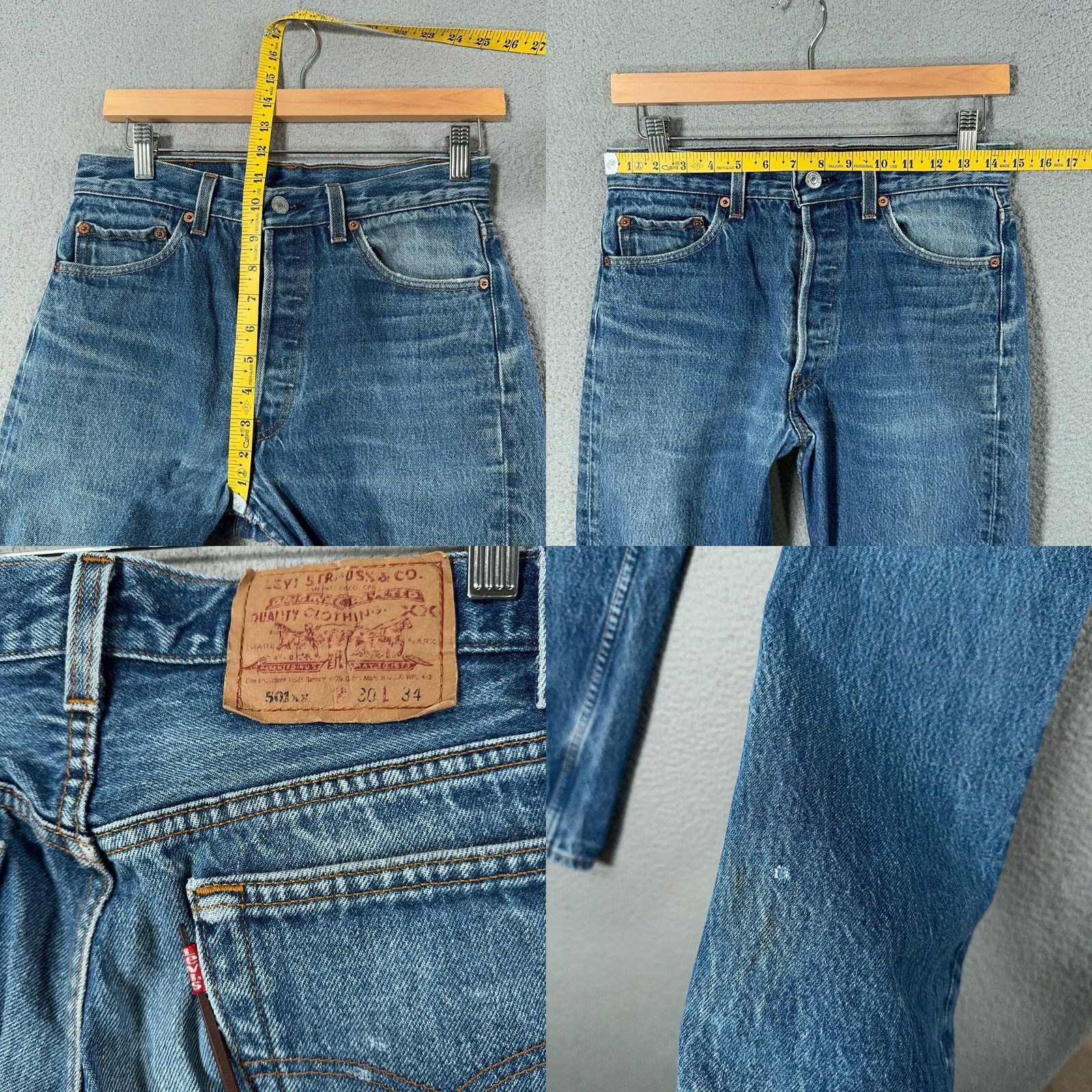 Levi's VINTAGE Levi's 501 Jeans Mens 30x31 Blue Denim Straight 90s USA 1994 653 WW Whiskers Classic Comfort Fit Size US 30 / EU 46 - 10 Thumbnail